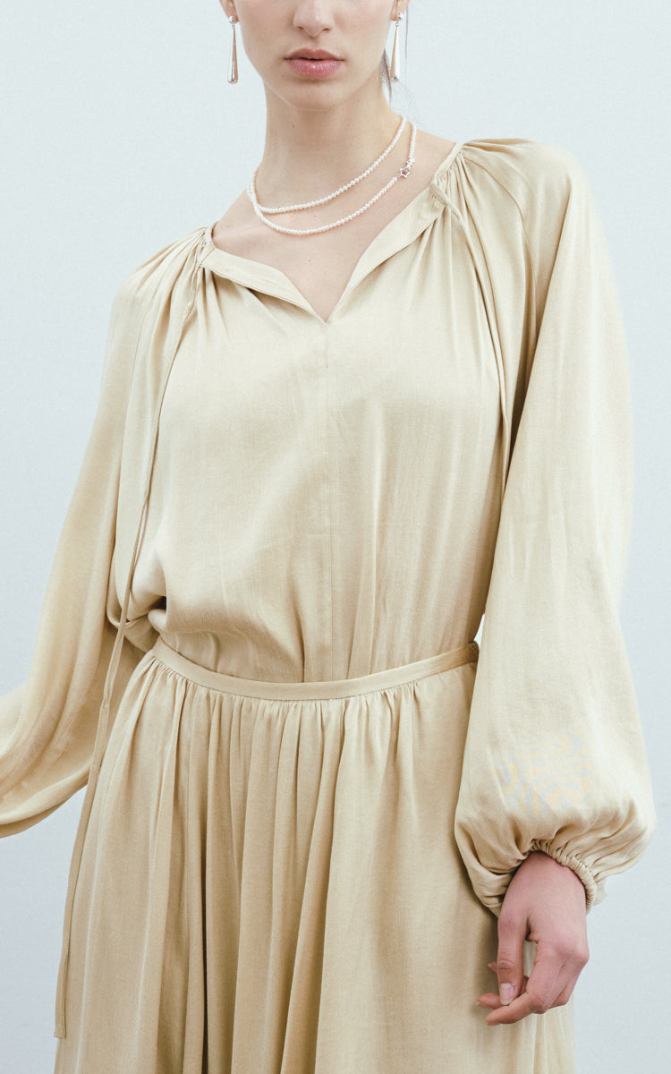 V-Neck Pleated Shirt