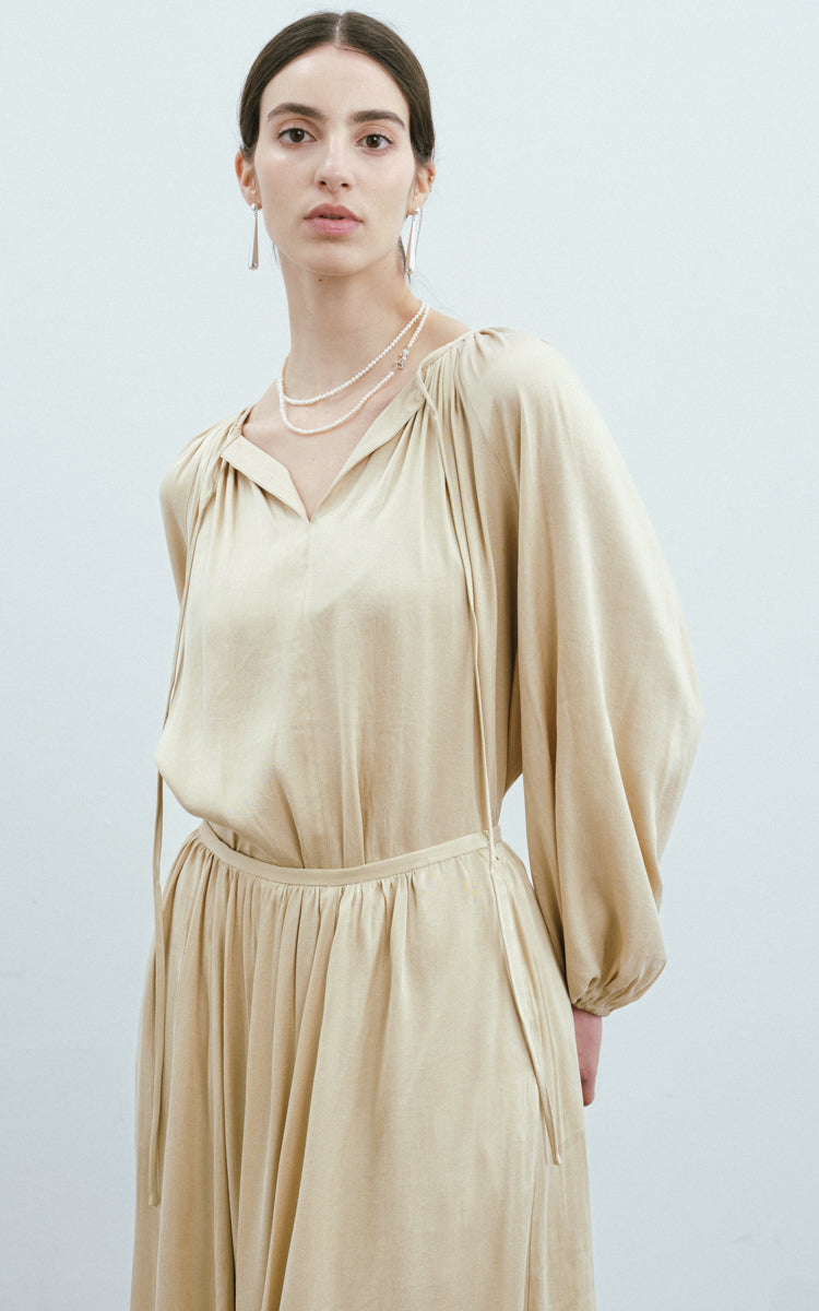 V-Neck Pleated Shirt