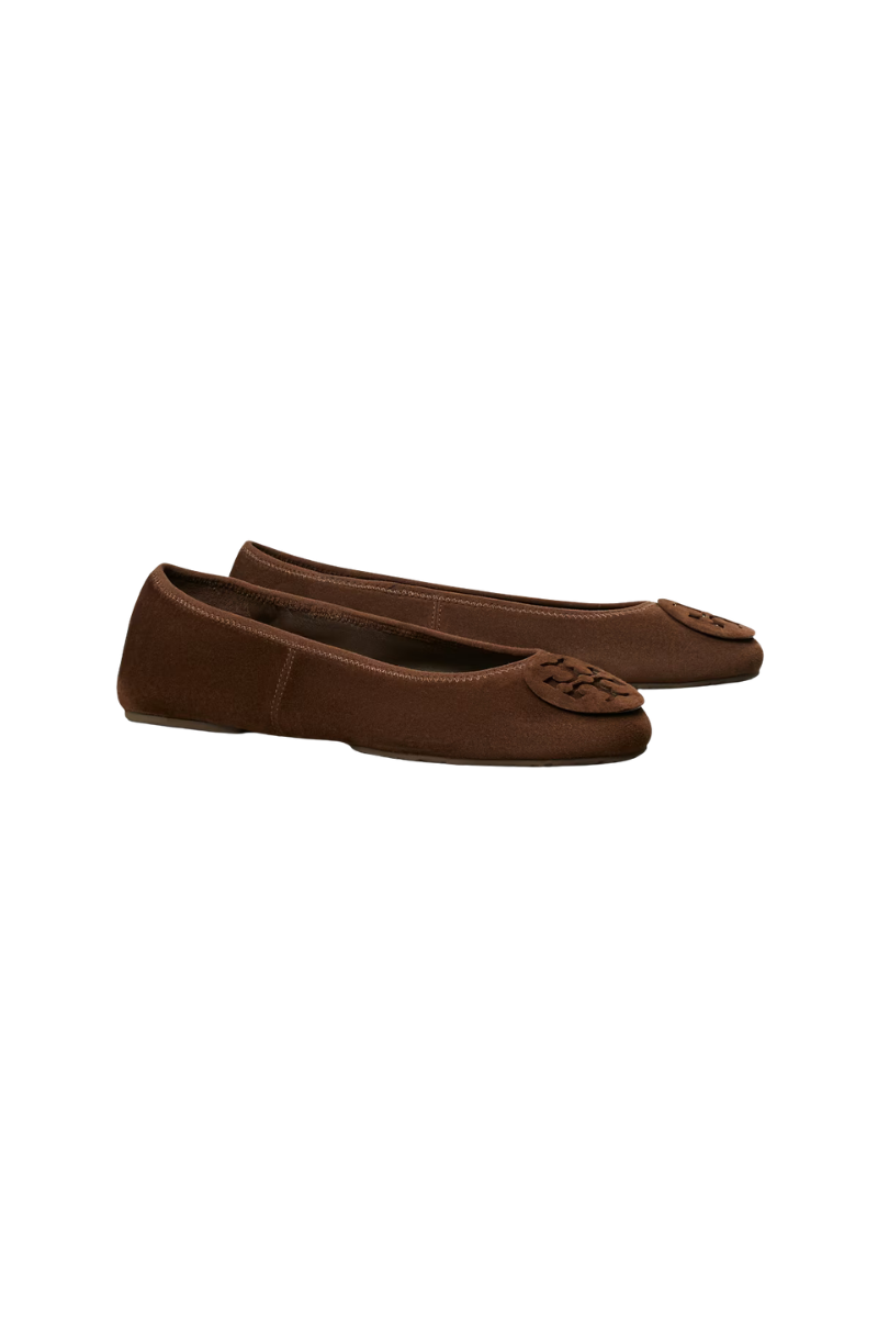 Tory Burch Reva Travel Ballet Suede Dark Cocoa 177247-200