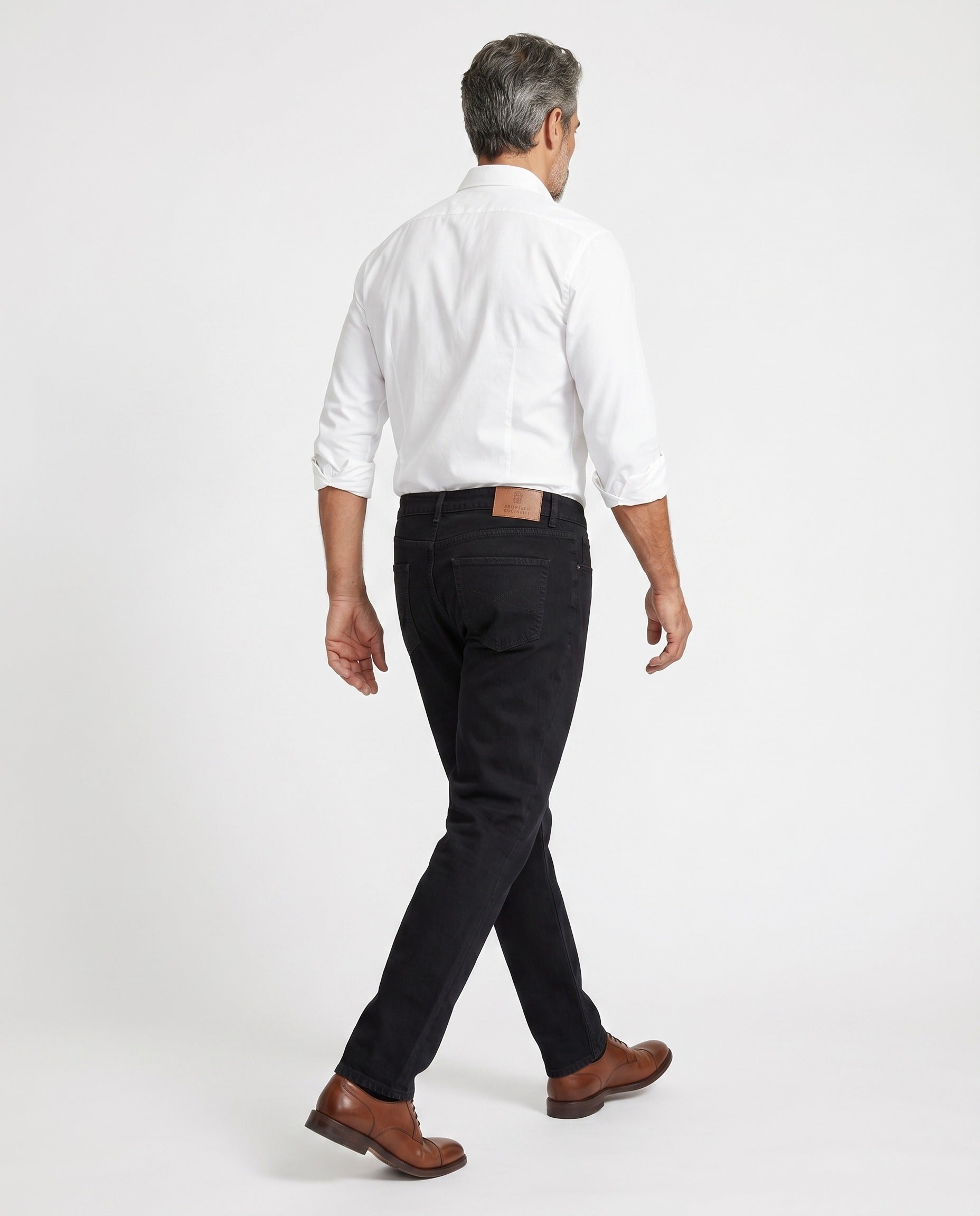 BRUNELLO CUCINELLI MEN'S BLACK FIVE-POCKET DENIM TROUSERS