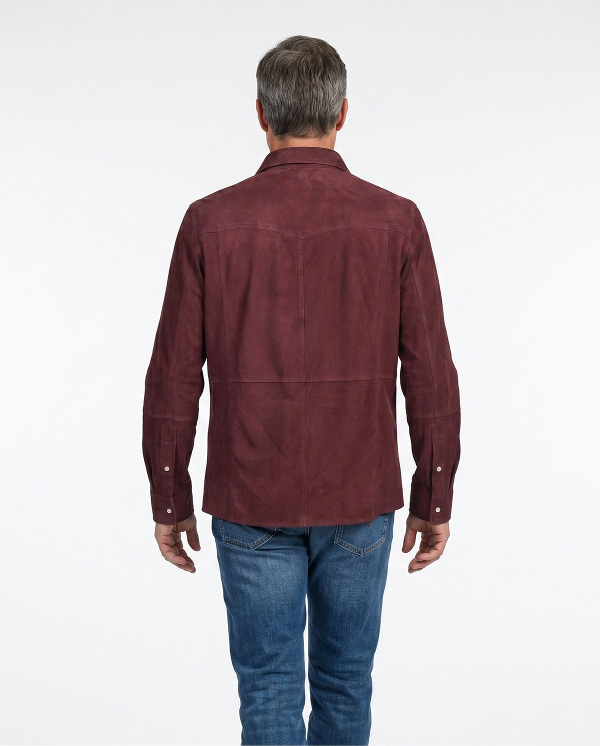 BRUNELLO CUCINELLI MEN'S BURGUNDY SUEDE CROPPED JACKET