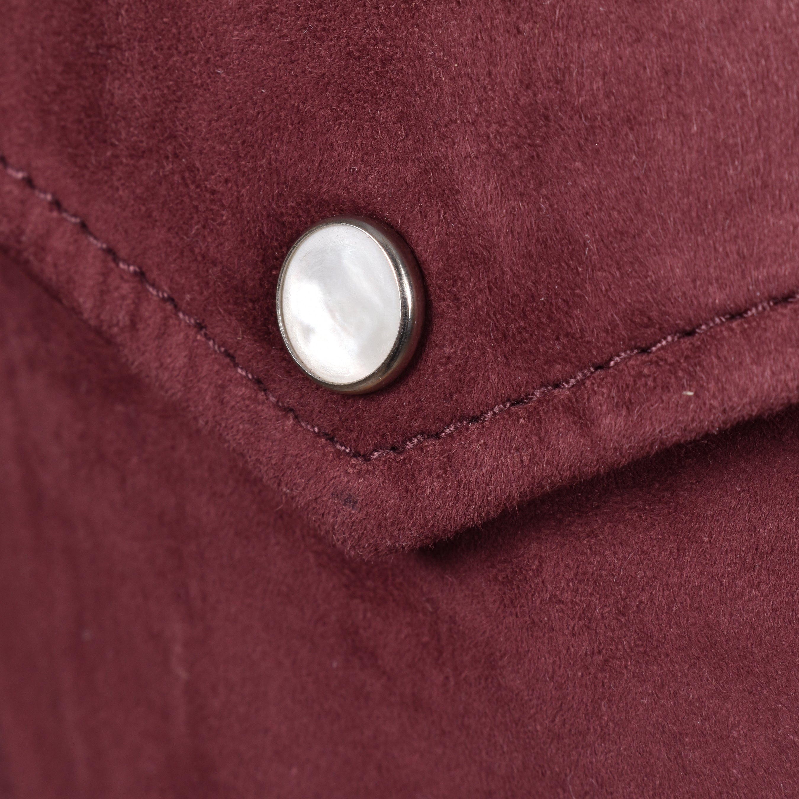 BRUNELLO CUCINELLI MEN'S BURGUNDY SUEDE WESTERN OVERSHIRT