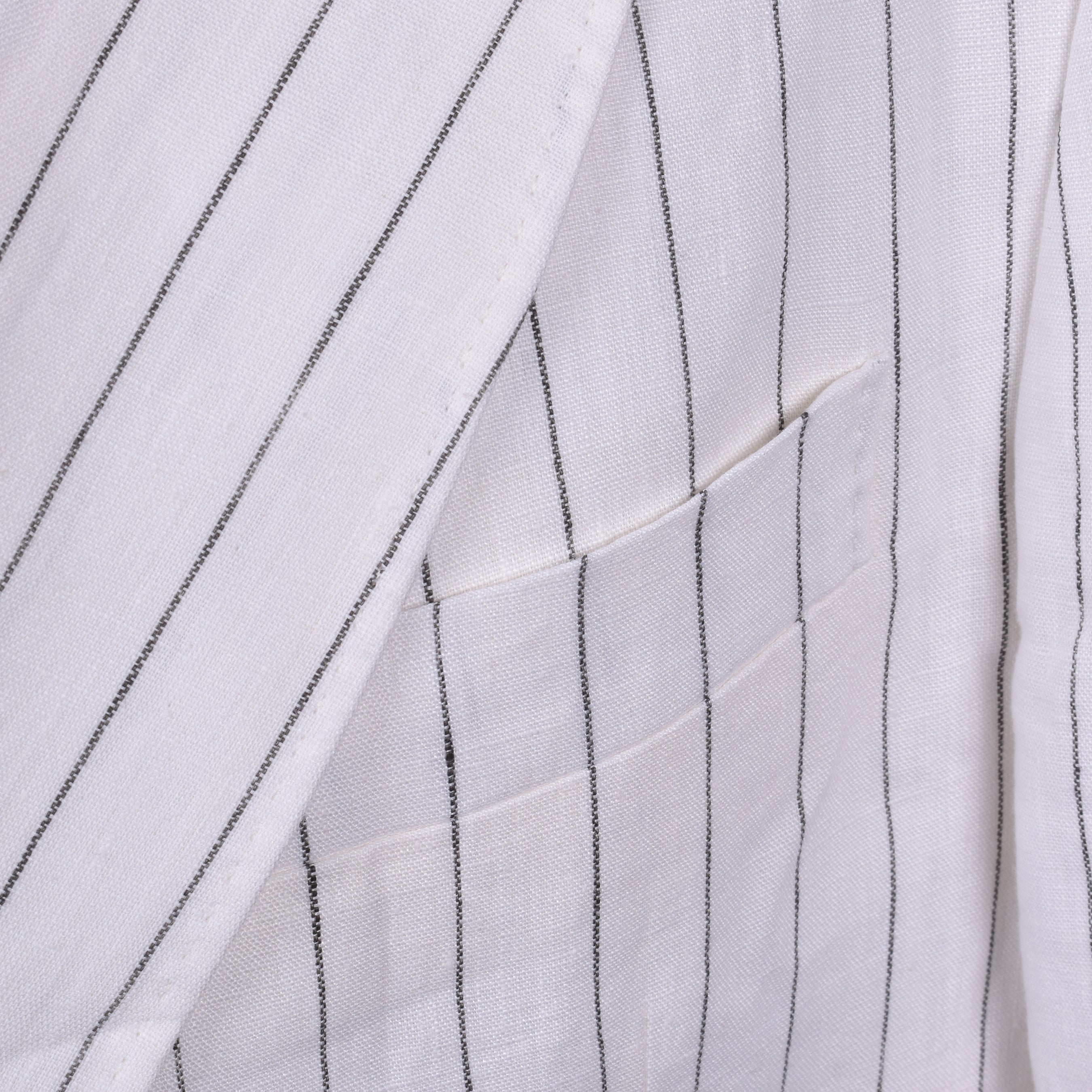 BRUNELLO CUCINELLI MEN'S WHITE LINEN DOUBLE-BREASTED STRIPED BLAZER