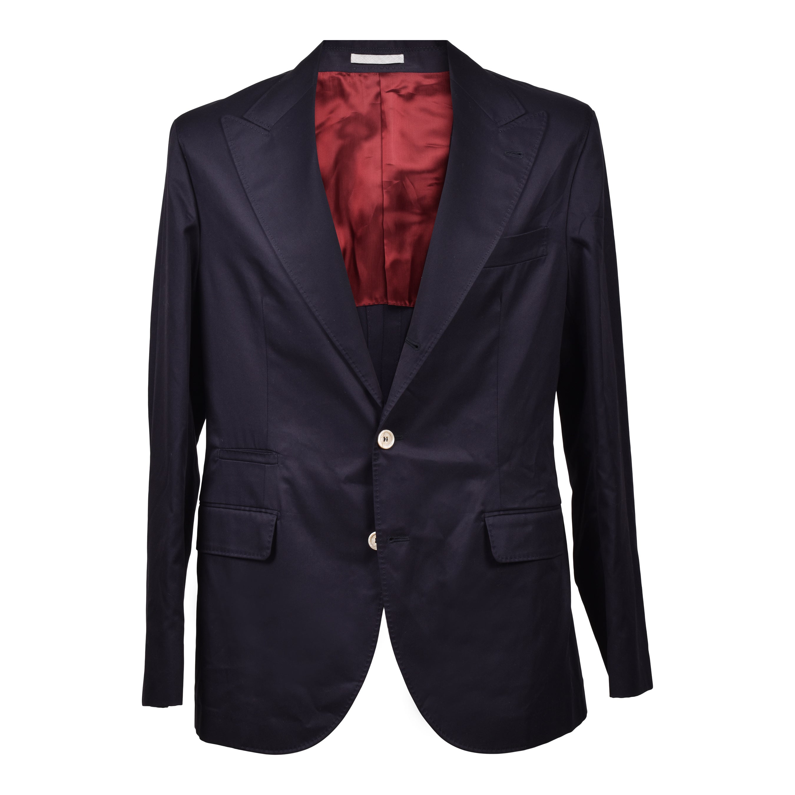 BRUNELLO CUCINELLI MEN'S NAVY THREE-BUTTON BLAZER
