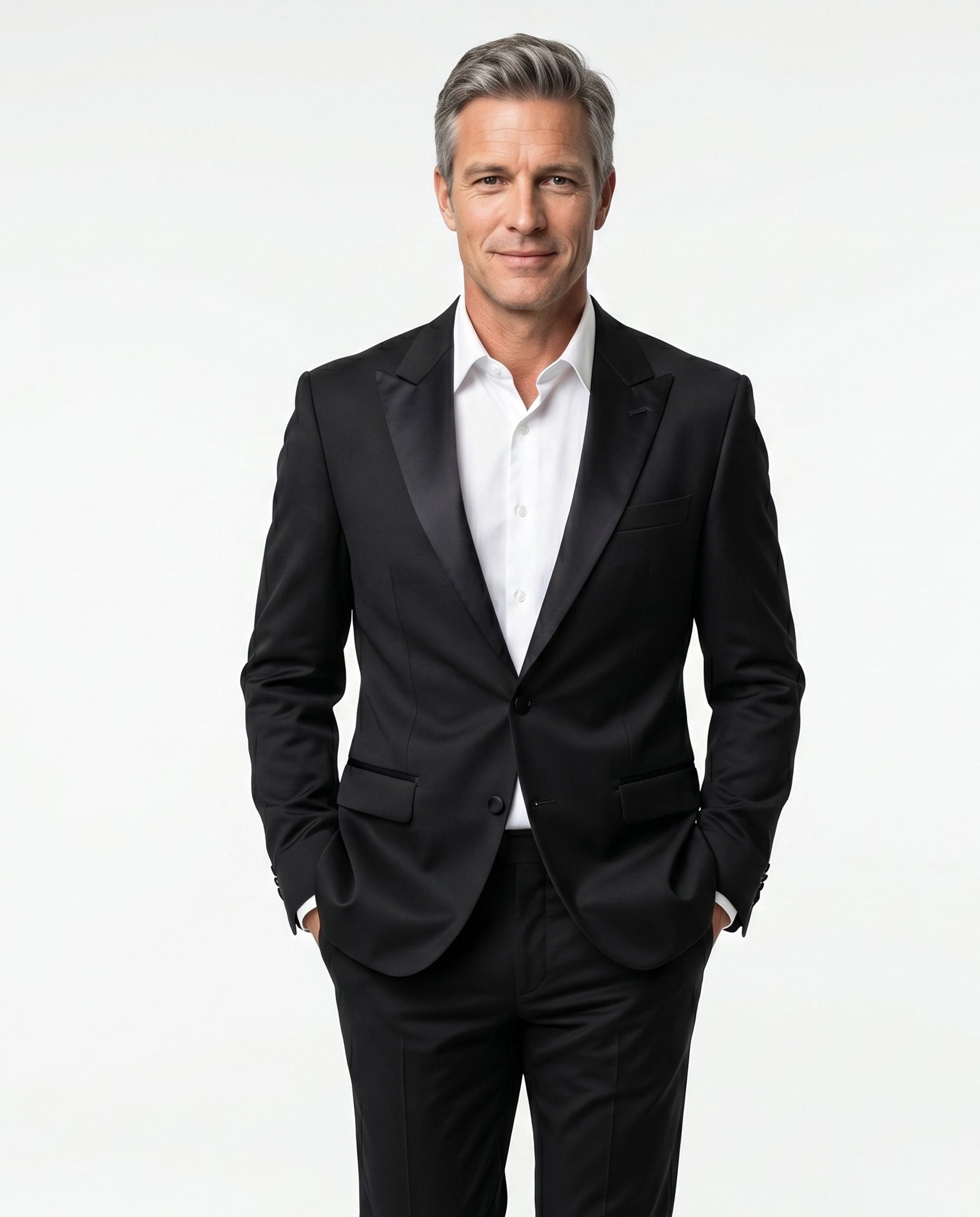 BRUNELLO CUCINELLI MEN'S BLACK VIRGIN WOOL DINNER JACKET