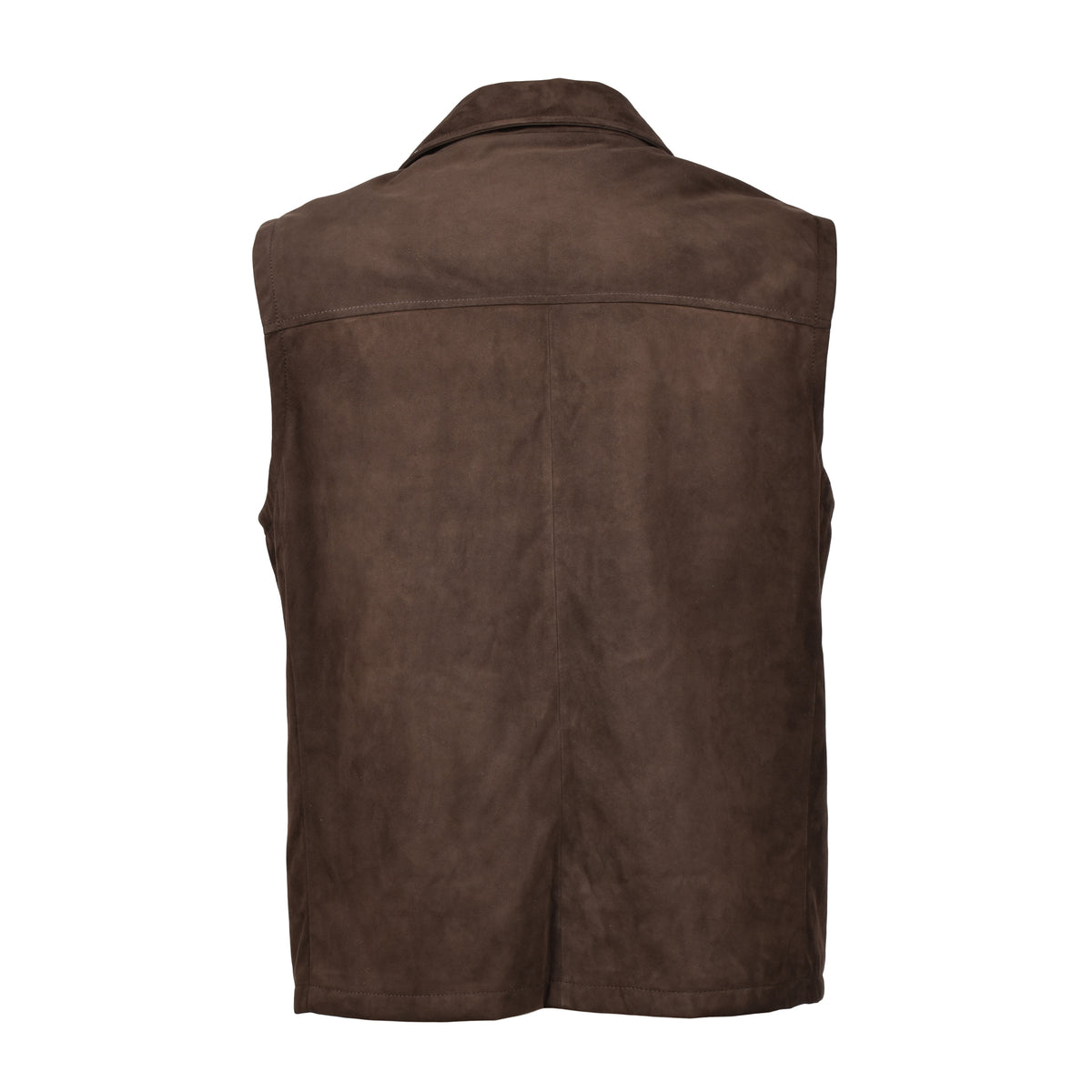 BRUNELLO CUCINELLI MEN'S BROWN SUEDE SLEEVELESS JACKET