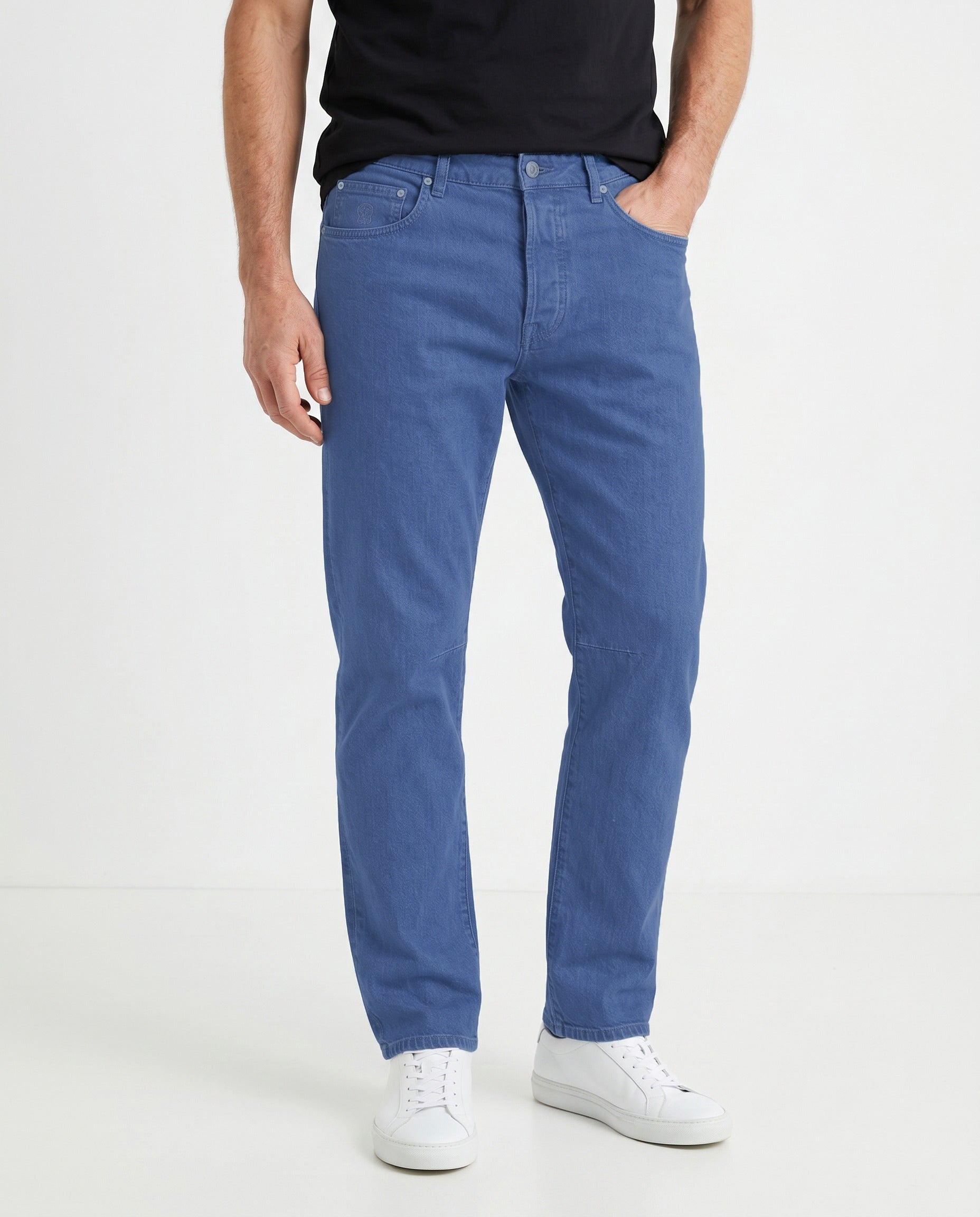 BRUNELLO CUCINELLI MEN'S INDIGO DENIM LEISURE FIT TROUSERS