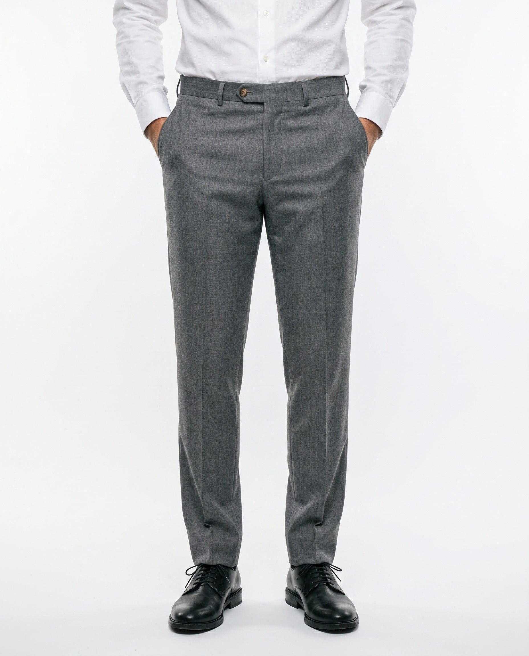 BRUNELLO CUCINELLI MEN'S GRAY VIRGIN WOOL DRESS TROUSERS