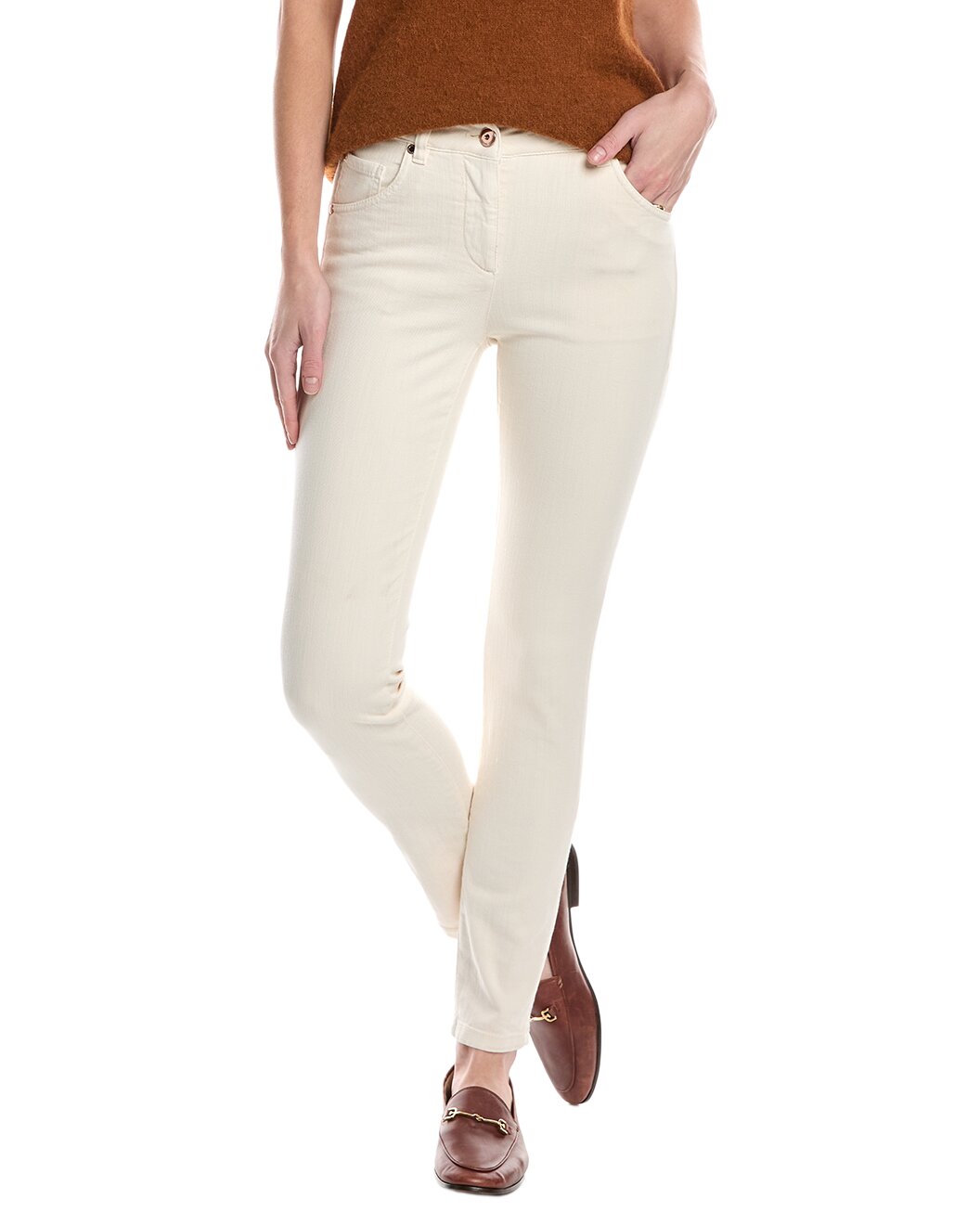 BRUNELLO CUCINELLI WOMEN'S MOONLIGHT COTTON SLIM FIT TROUSERS