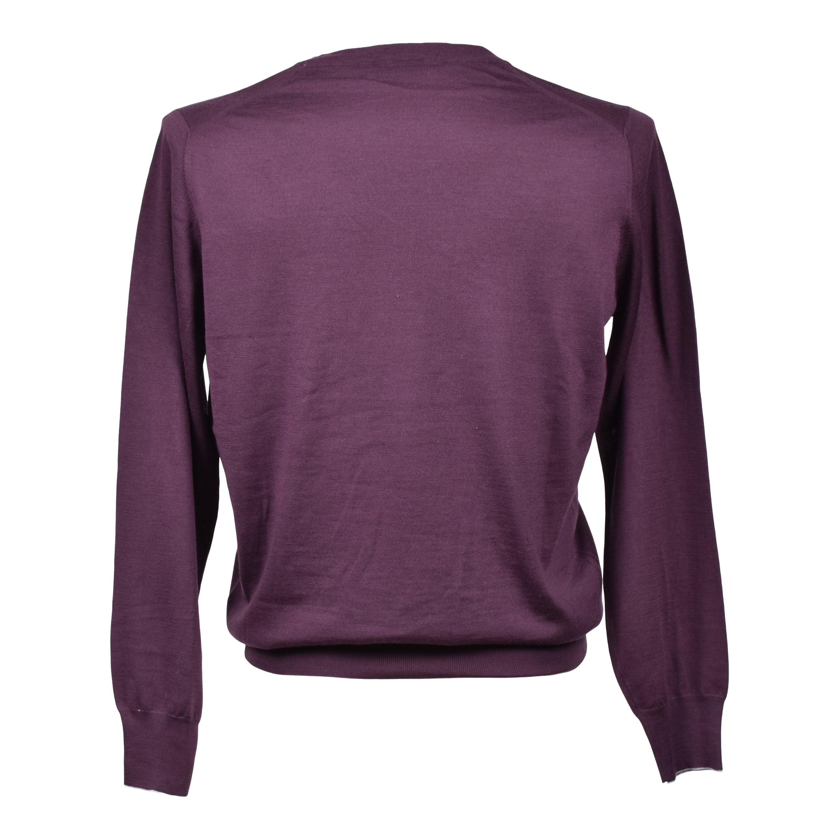 BRUNELLO CUCINELLI MEN'S PLUM VIRGIN WOOL BLEND SWEATER