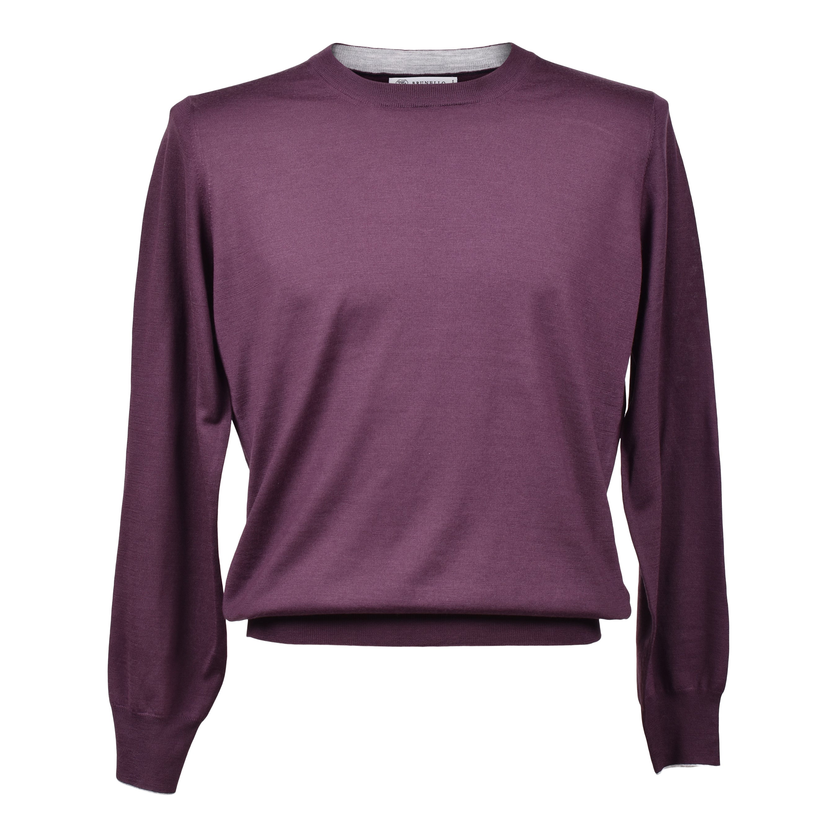 BRUNELLO CUCINELLI MEN'S PLUM VIRGIN WOOL BLEND SWEATER