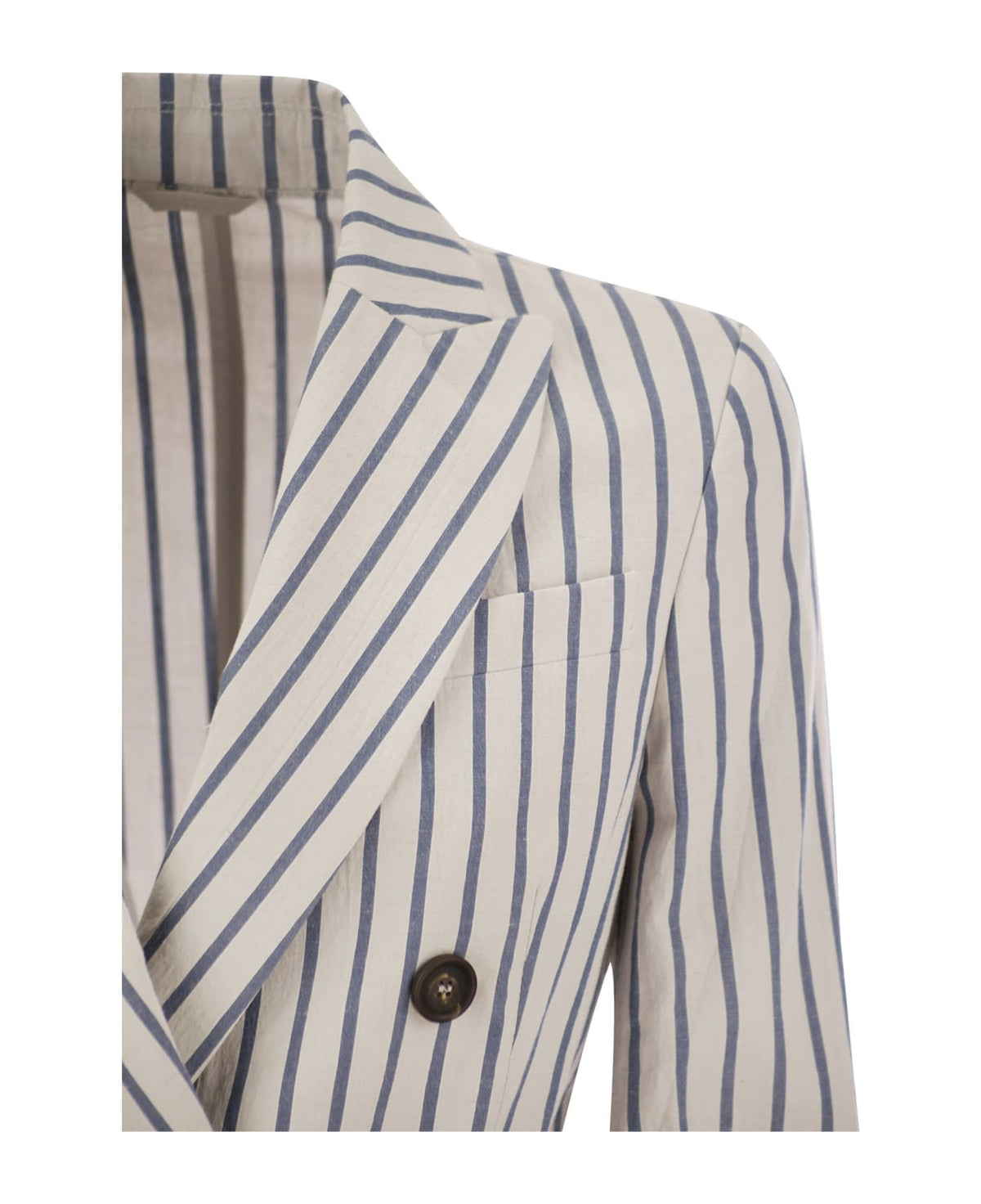 BRUNELLO CUCINELLI WOMEN'S WHITE STRIPED DOUBLE BREASTED JACKET