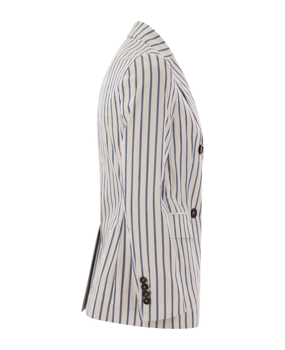 BRUNELLO CUCINELLI WOMEN'S WHITE STRIPED DOUBLE BREASTED JACKET