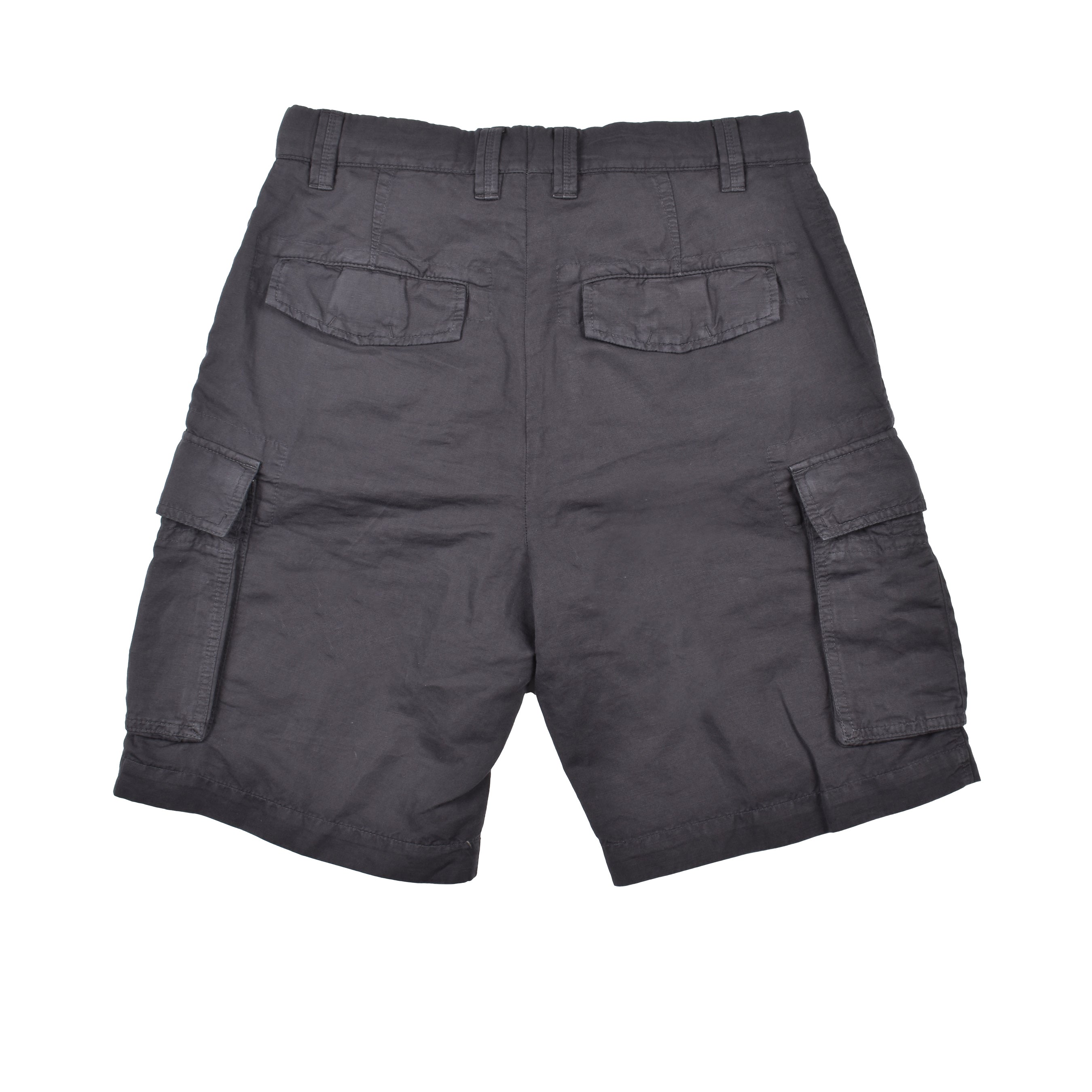 BRUNELLO CUCINELLI MEN'S ANTHRACITE LINEN BLEND CARGO SHORTS