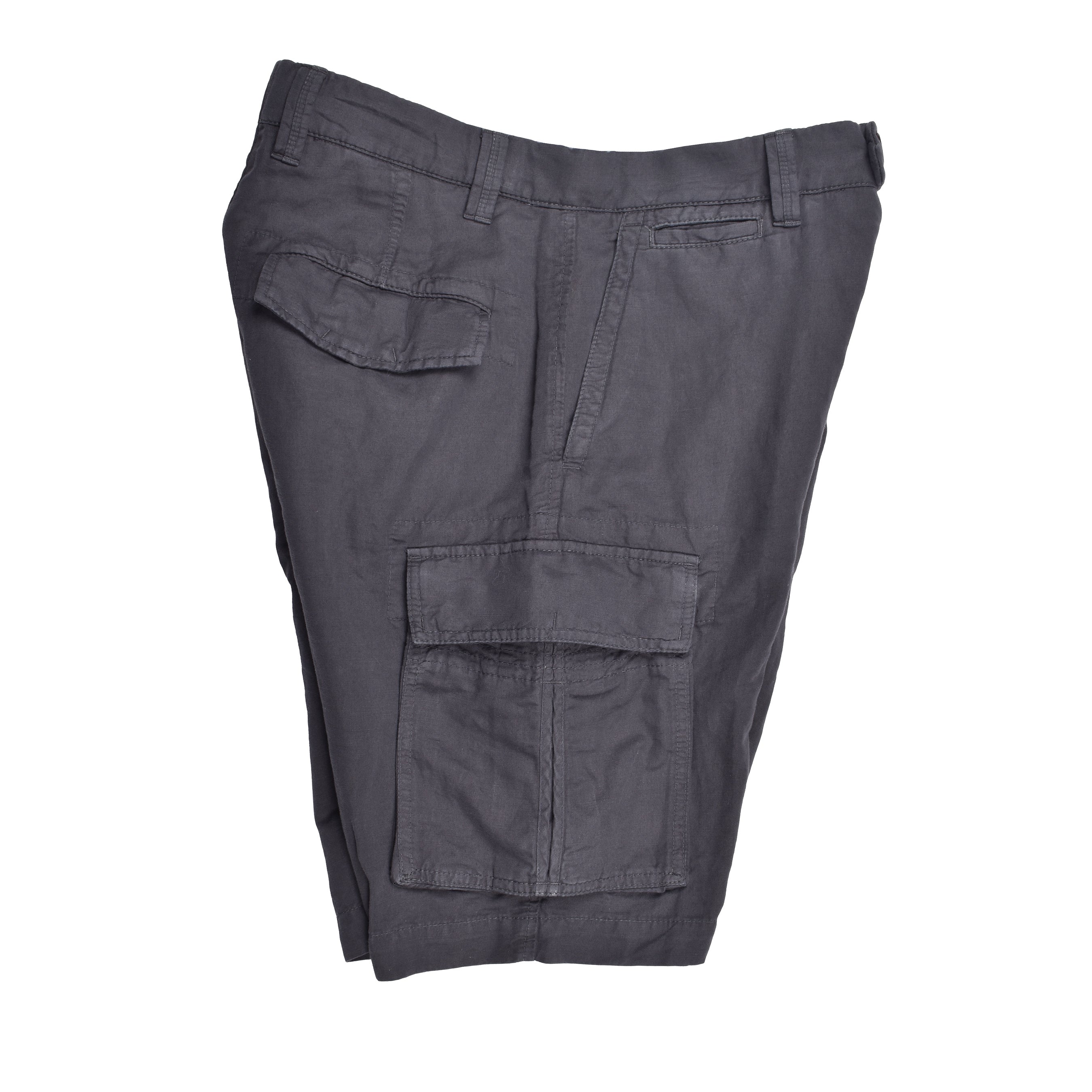 BRUNELLO CUCINELLI MEN'S ANTHRACITE LINEN BLEND CARGO SHORTS
