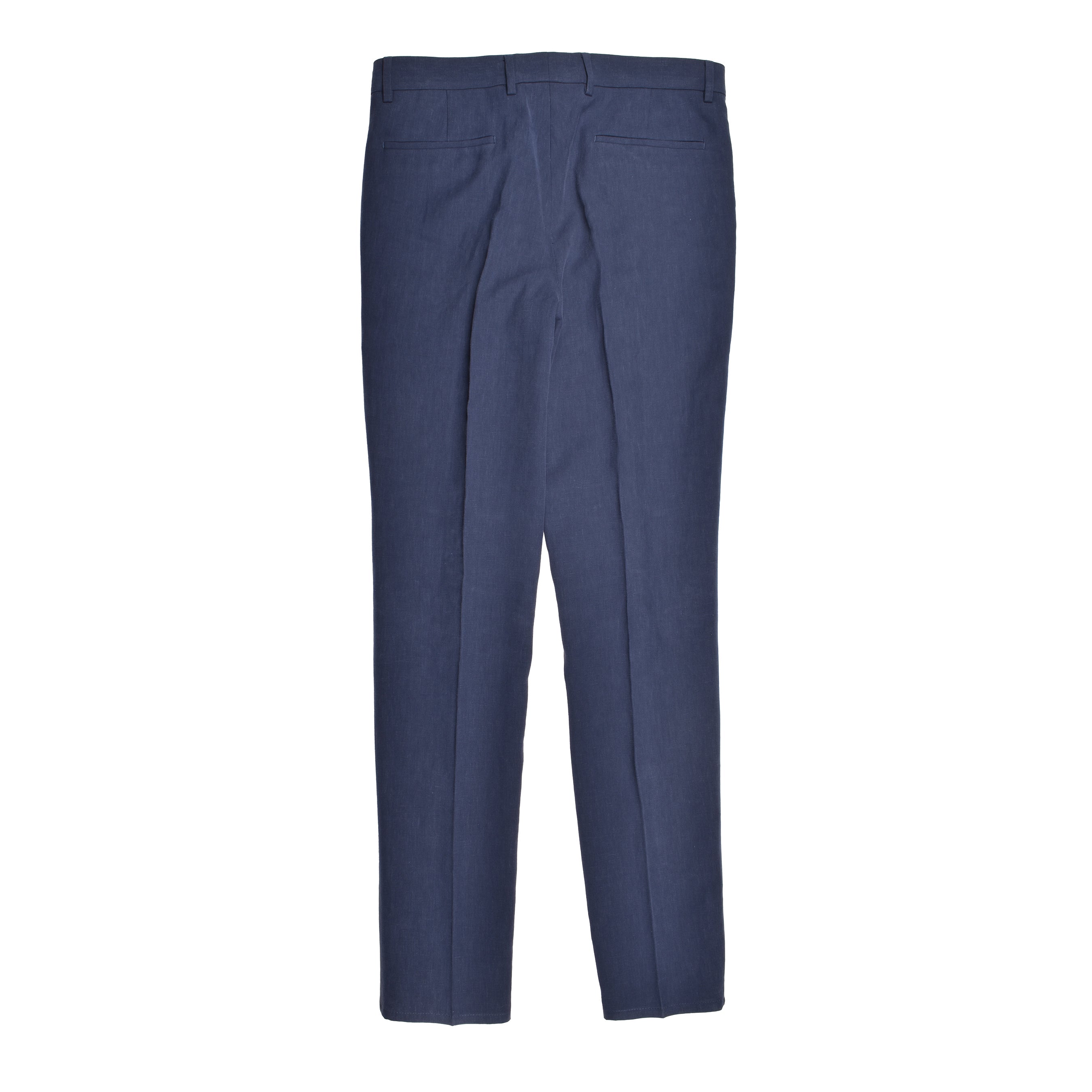 BRUNELLO CUCINELLI MEN'S BLUE LINEN DRESS TROUSERS