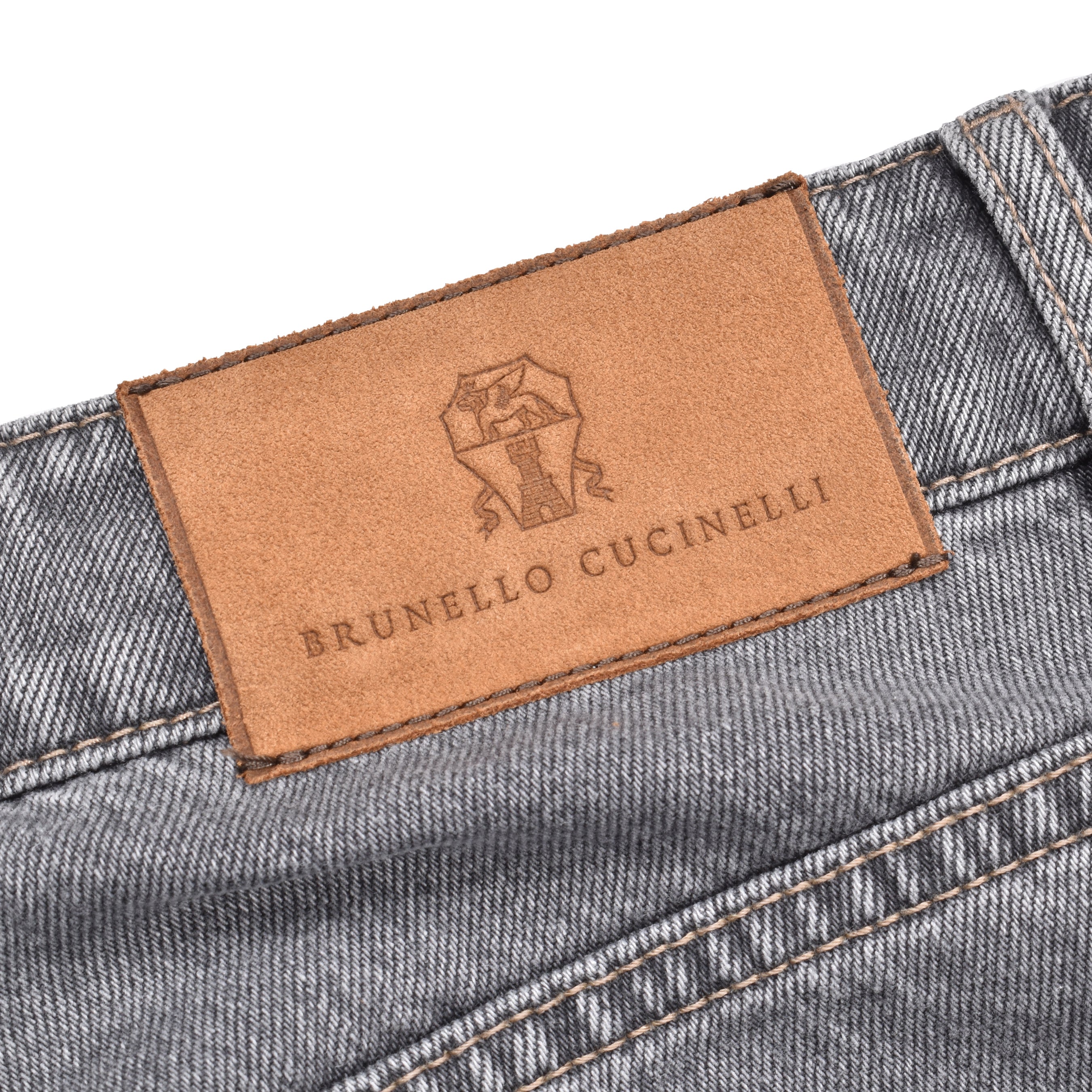 BRUNELLO CUCINELLI MEN'S GRAY DENIM FIVE-POCKET JEANS