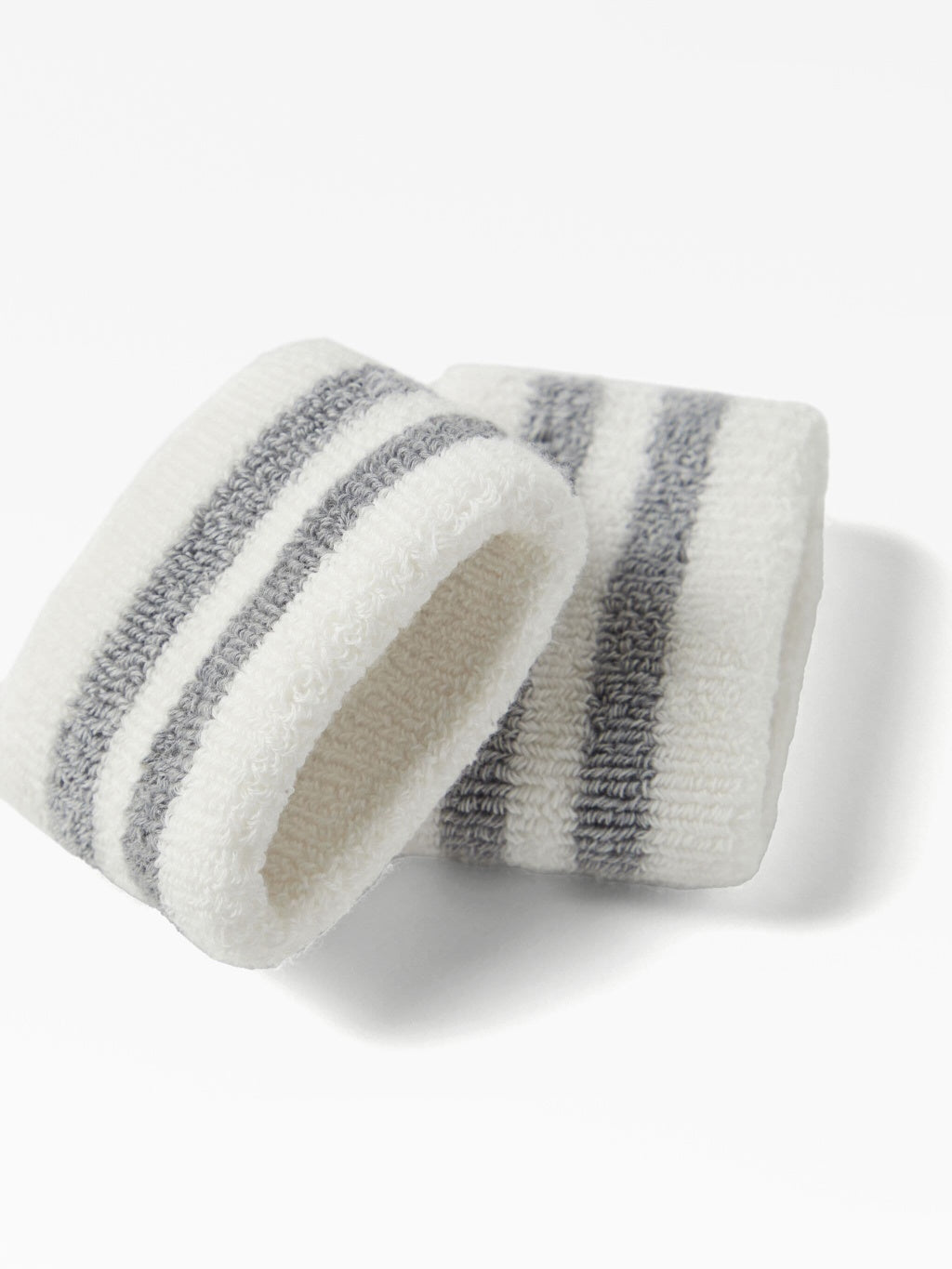 BRUNELLO CUCINELLI MEN'S OFF WHITE GREY STRIPED WRISTBANDS