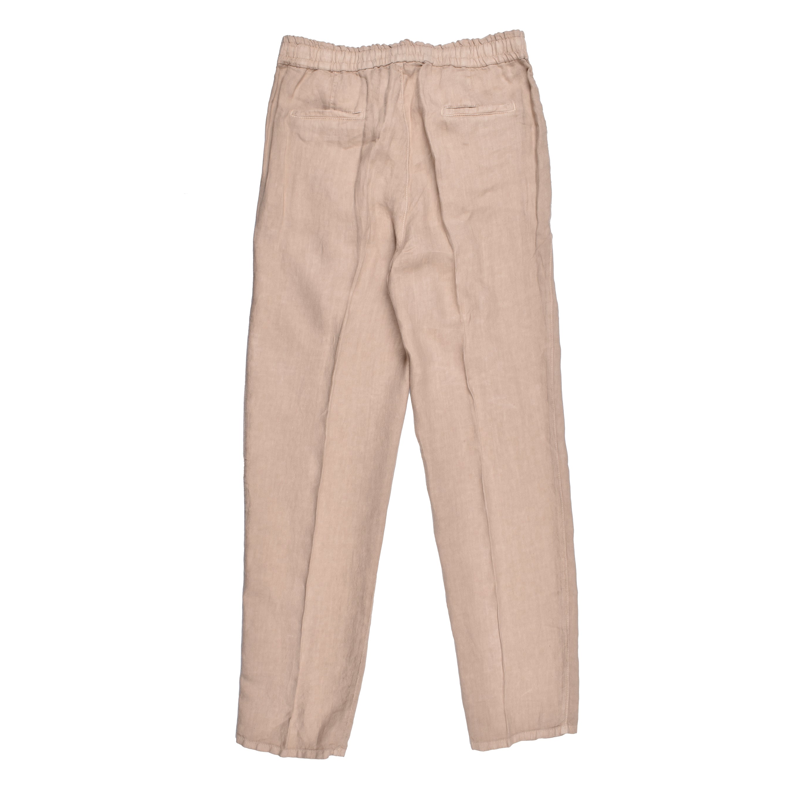 BRUNELLO CUCINELLI MEN'S BEIGE LINEN DRAWSTRING TROUSERS