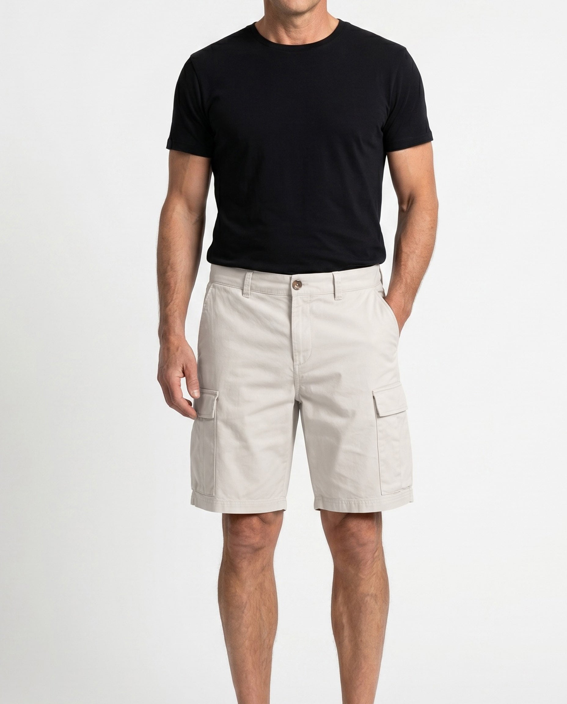 BRUNELLO CUCINELLI MEN'S OFF WHITE CARGO STYLE SHORTS