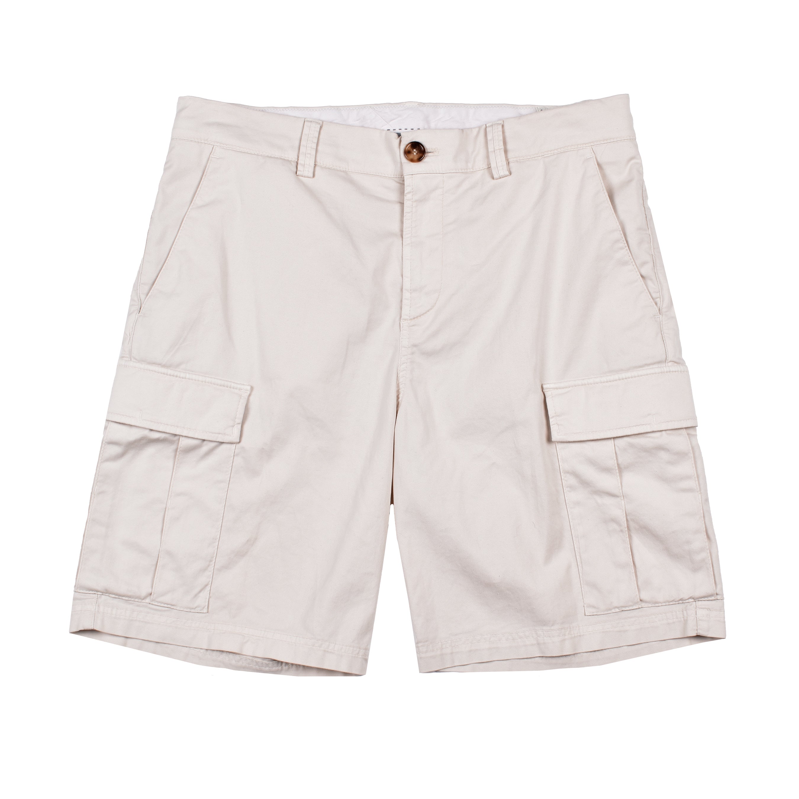 BRUNELLO CUCINELLI MEN'S OFF WHITE CARGO STYLE SHORTS