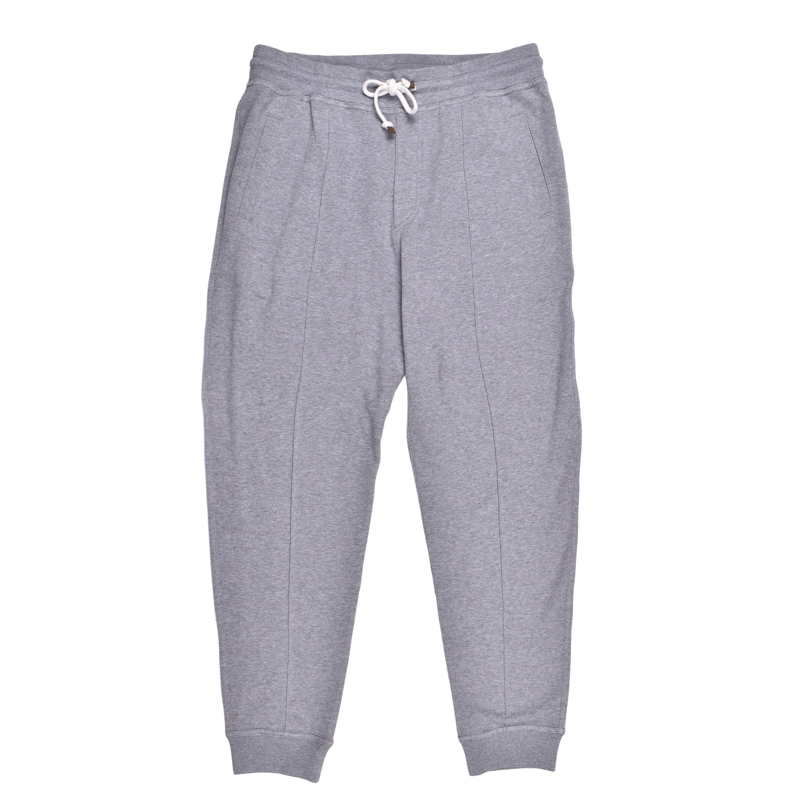 BRUNELLO CUCINELLI MEN'S MEDIUM GREY TAILORED JOGGER PANTS