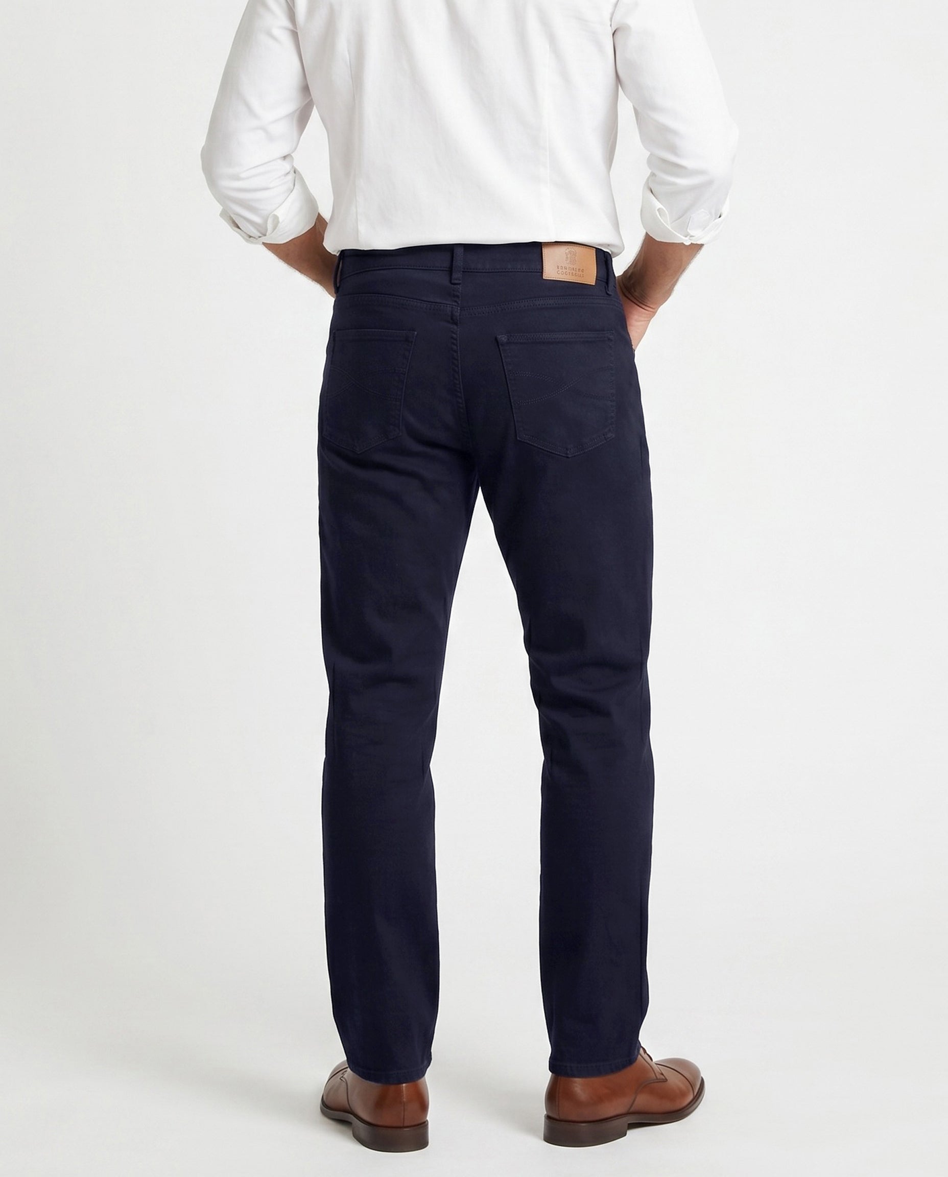 BRUNELLO CUCINELLI MEN'S DARK NAVY FIVE-POCKET TROUSERS