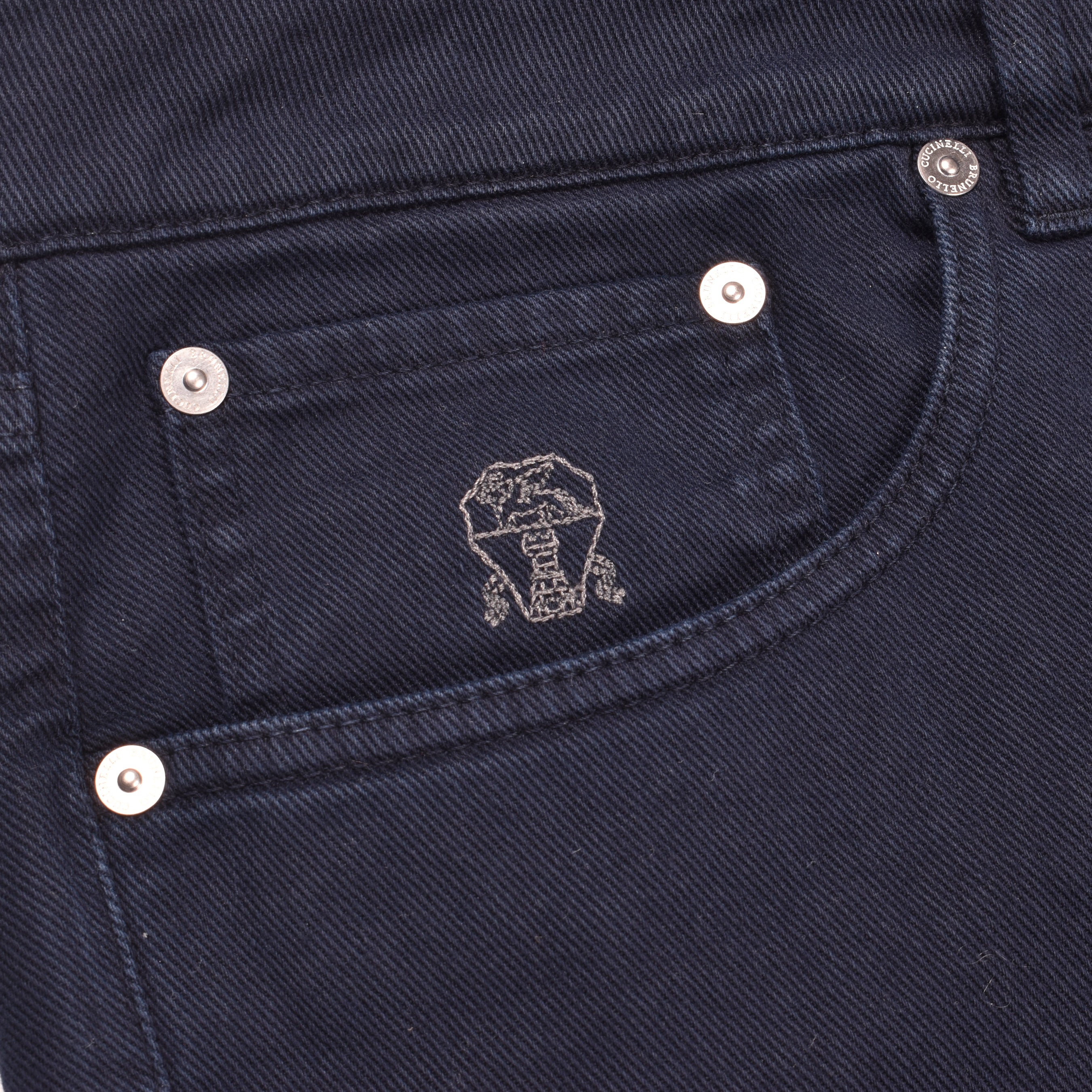 BRUNELLO CUCINELLI MEN'S DARK NAVY FIVE-POCKET TROUSERS