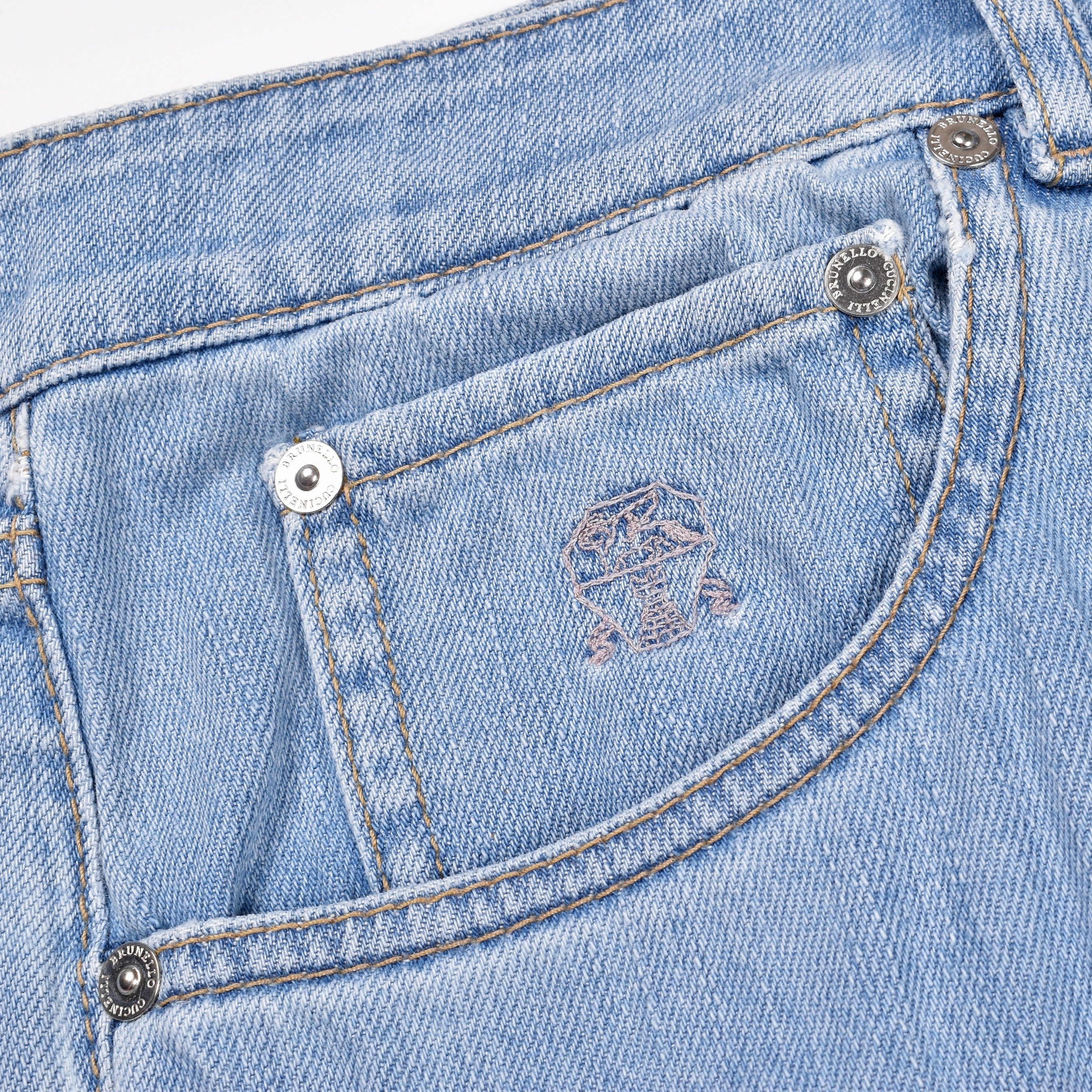 BRUNELLO CUCINELLI MEN'S LIGHT BLUE DENIM LEISURE TROUSERS