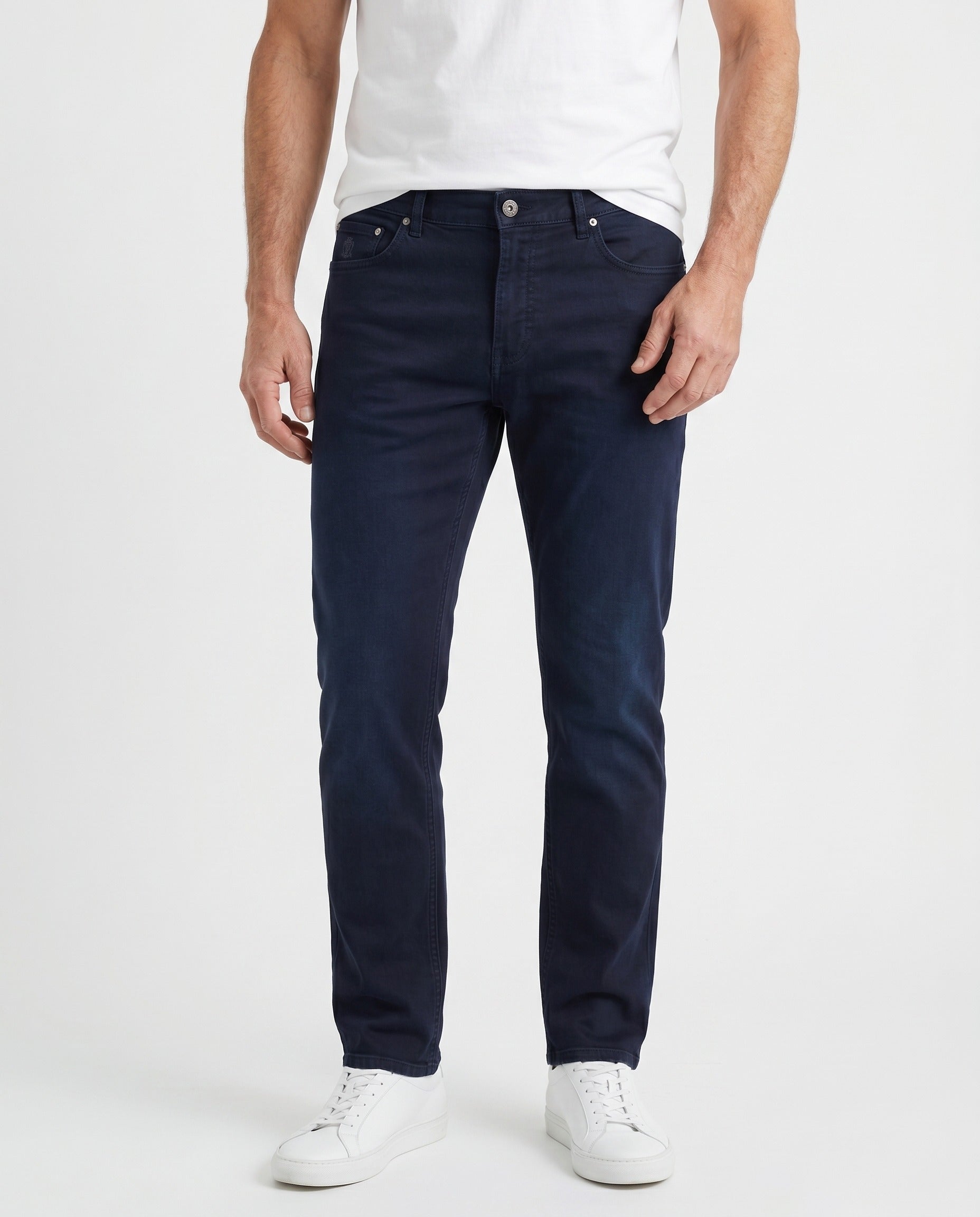 BRUNELLO CUCINELLI MEN'S DARK NAVY TRADITIONAL FIT TROUSERS