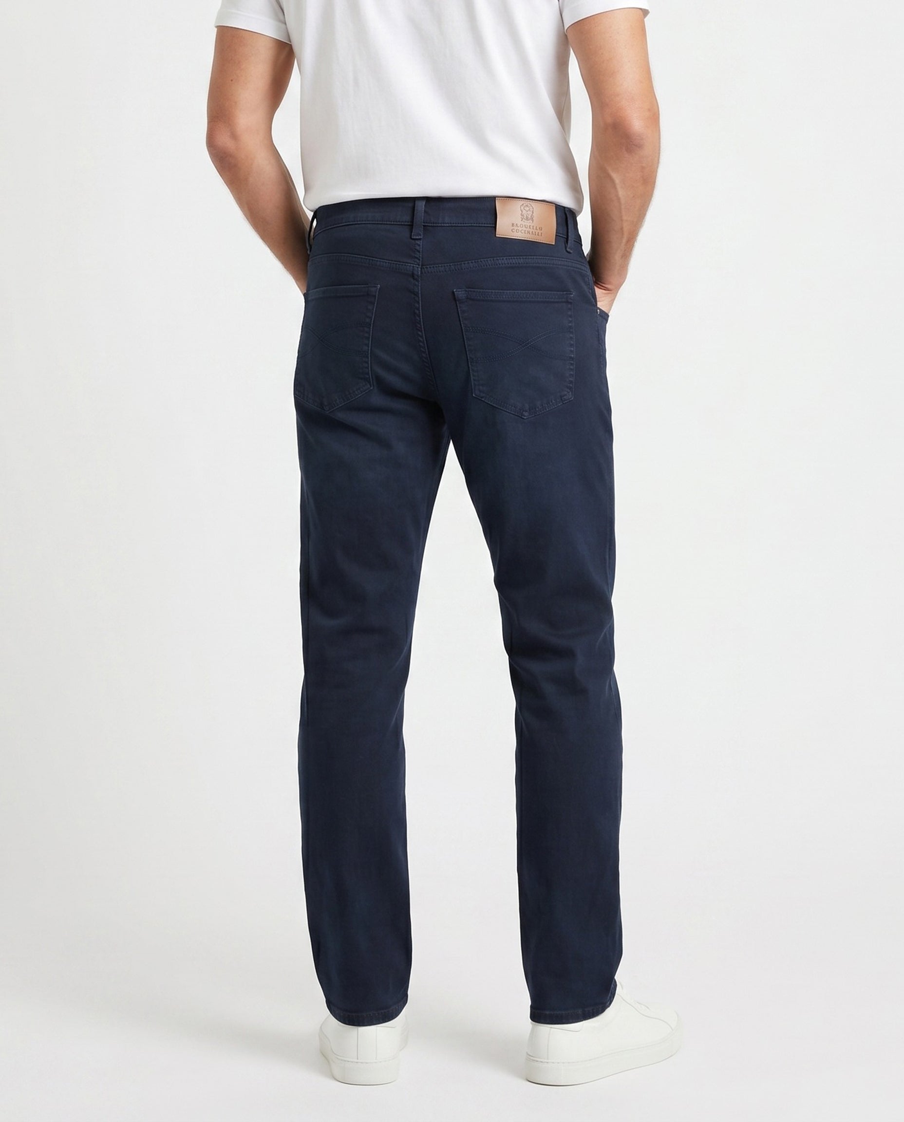 BRUNELLO CUCINELLI MEN'S DARK NAVY TRADITIONAL FIT TROUSERS