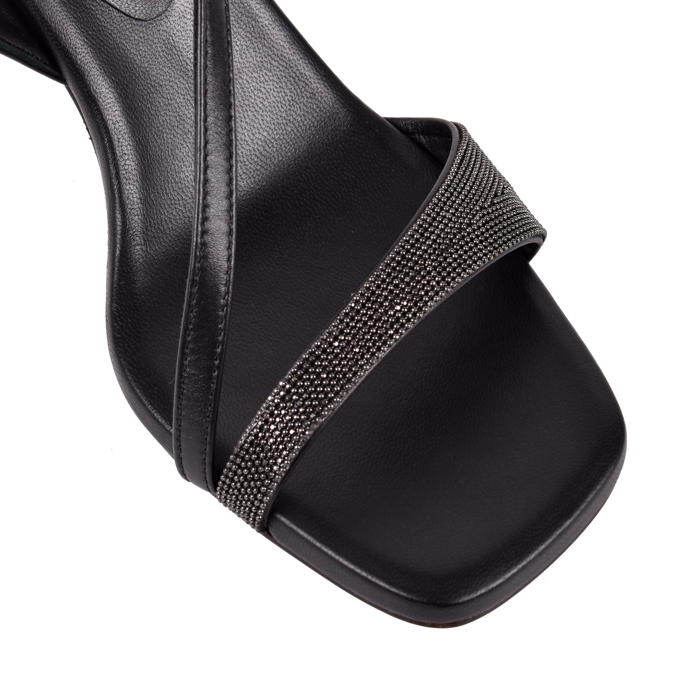 BRUNELLO CUCINELLI WOMEN'S BLACK LEATHER OPEN TOE SANDALS