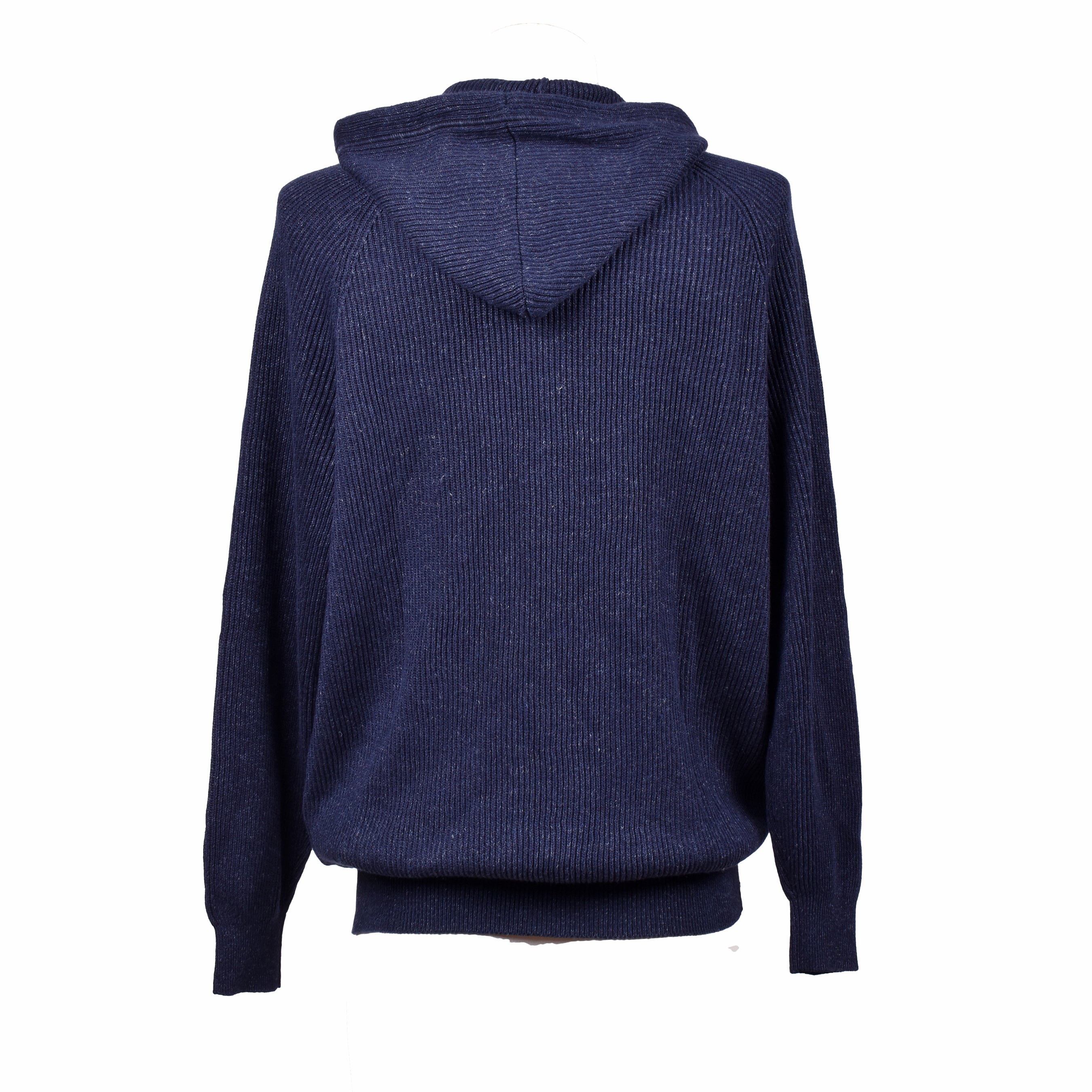 BRUNELLO CUCINELLI MEN'S NAVY KNIT ZIP-UP HOODIE SWEATER