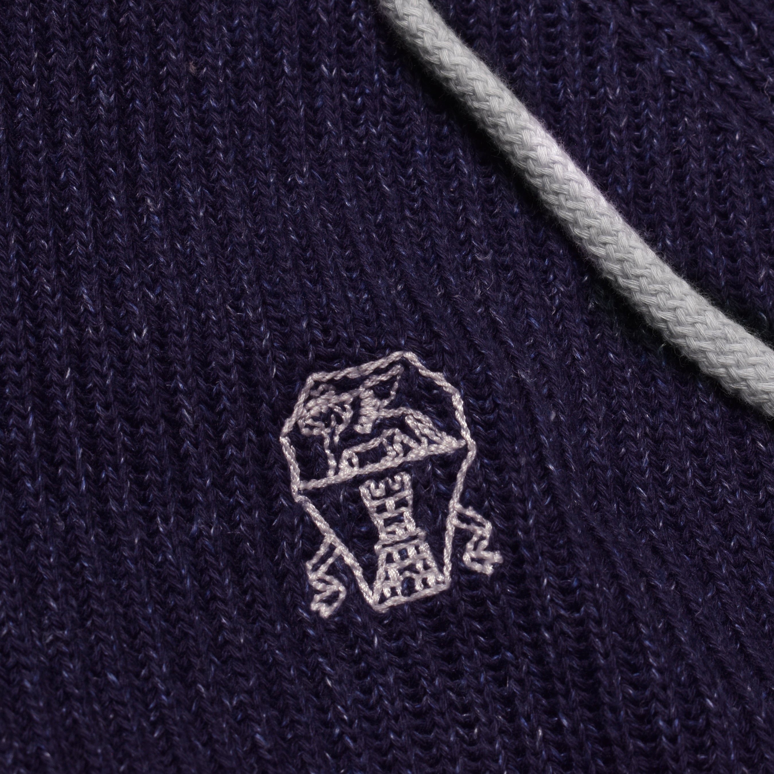 BRUNELLO CUCINELLI MEN'S NAVY KNIT ZIP-UP HOODIE SWEATER