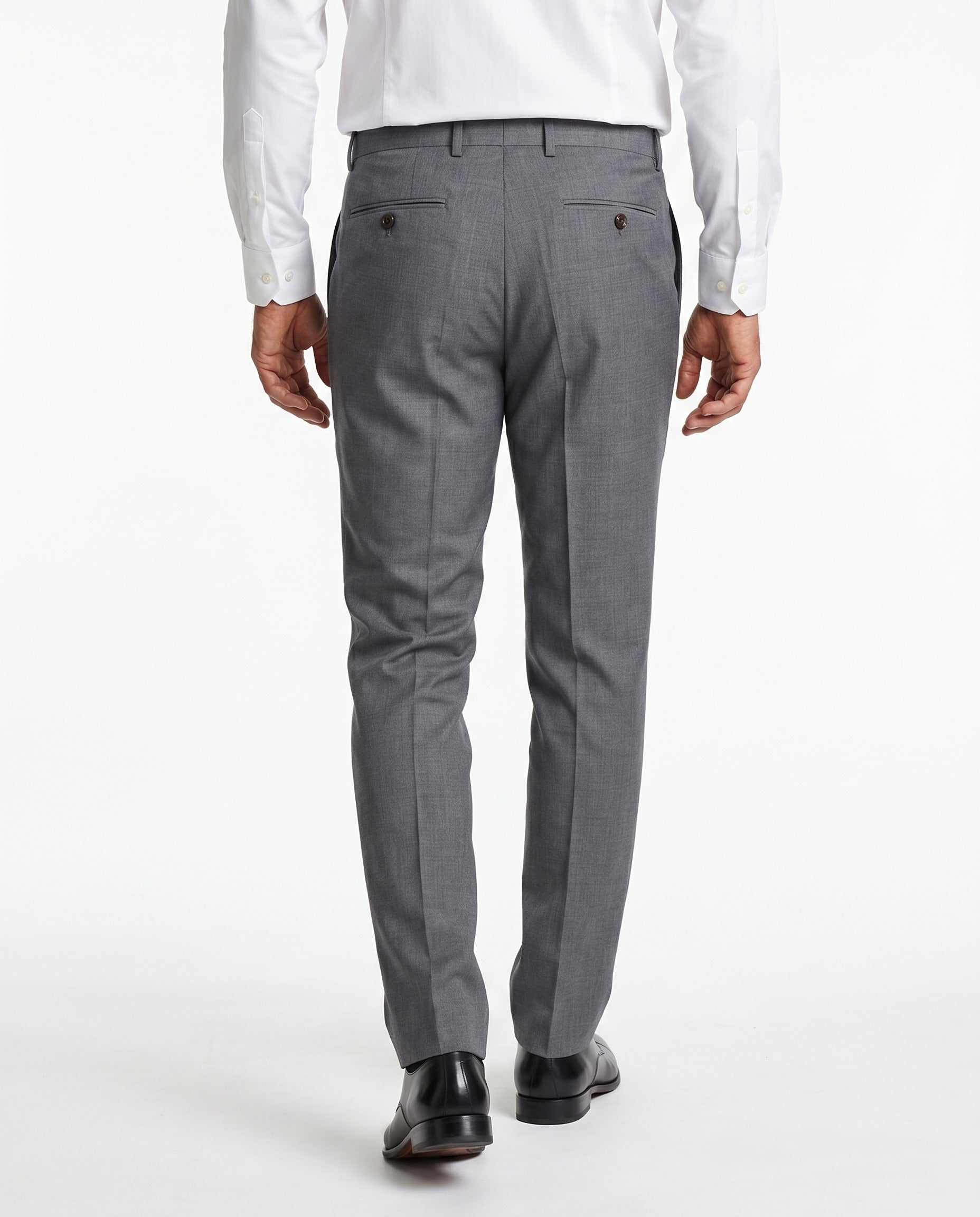BRUNELLO CUCINELLI MEN'S LEAD GREY VIRGIN WOOL TROUSERS