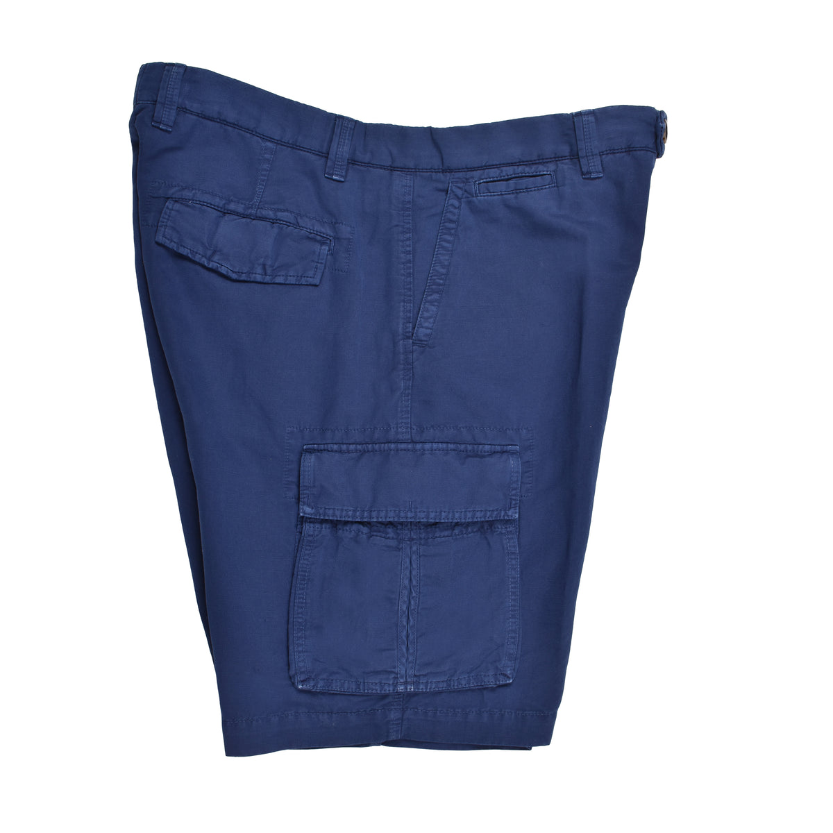 BRUNELLO CUCINELLI MEN'S BLUE LINEN BLEND SHORTS