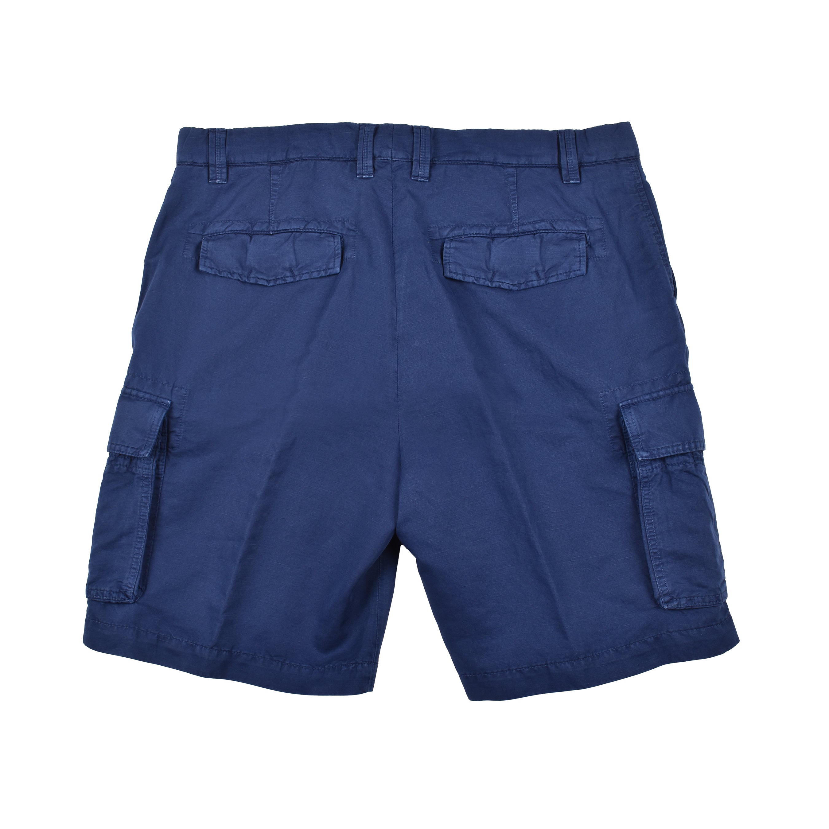 BRUNELLO CUCINELLI MEN'S PRUSSIAN BLUE LINEN BLEND CARGO SHORTS