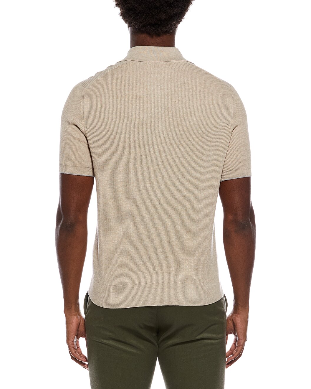 BRUNELLO CUCINELLI MEN'S LIGHT CAMEL KNIT POLO SWEATER