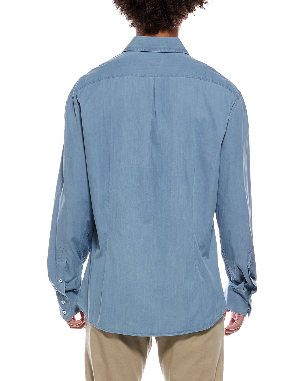 BRUNELLO CUCINELLI MEN'S LIGHT BLUE COTTON SHIRT