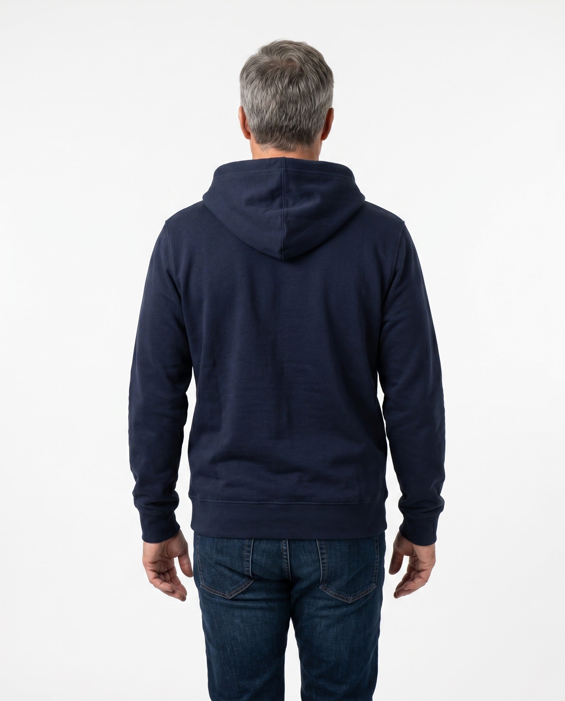 BRUNELLO CUCINELLI MEN'S NAVY ZIP-UP HOODED SWEATSHIRT