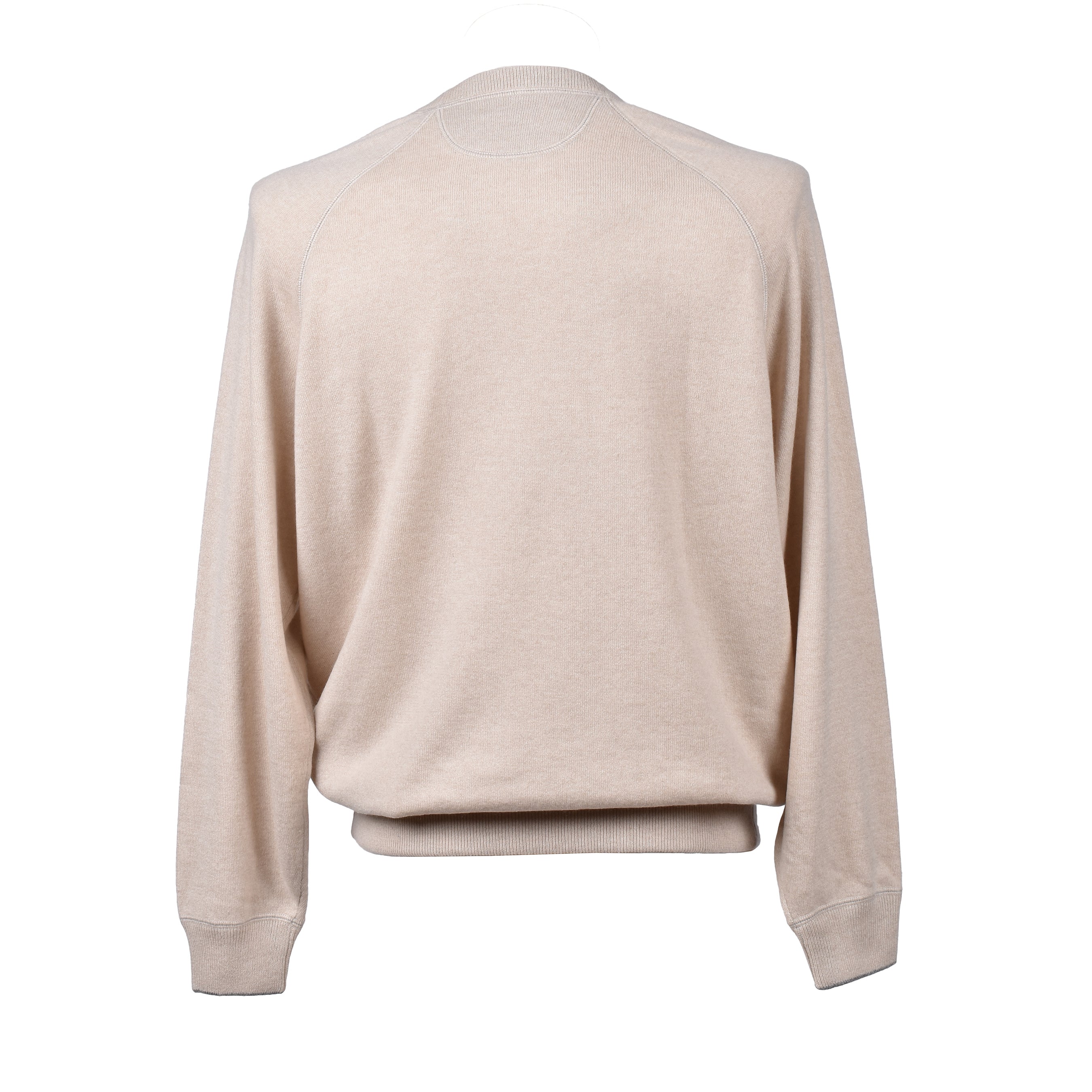 BRUNELLO CUCINELLI MEN'S SAND CASHMERE CREW NECK SWEATER