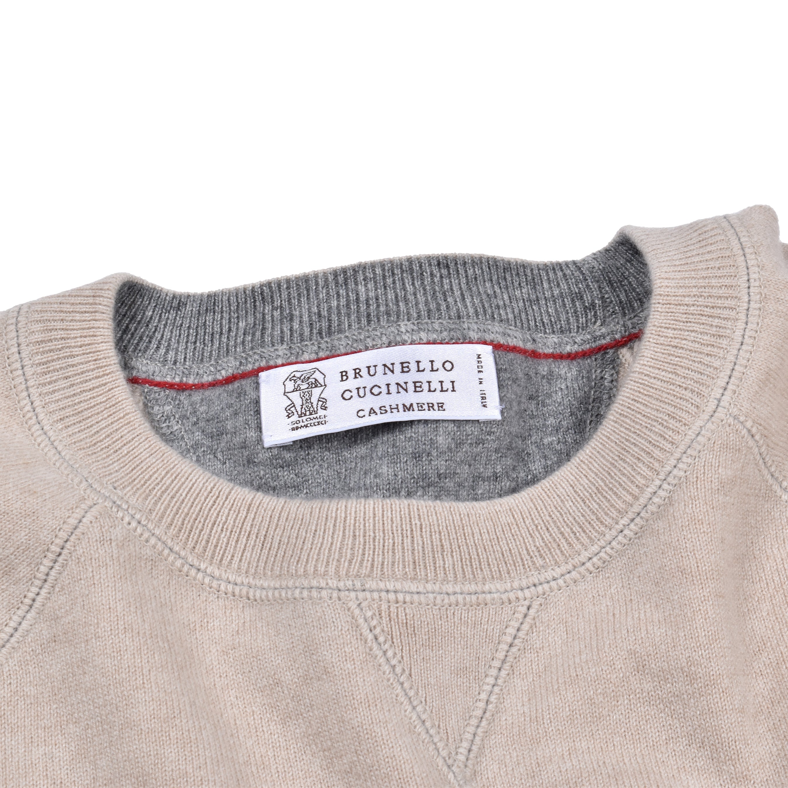 BRUNELLO CUCINELLI MEN'S SAND CASHMERE CREW NECK SWEATER