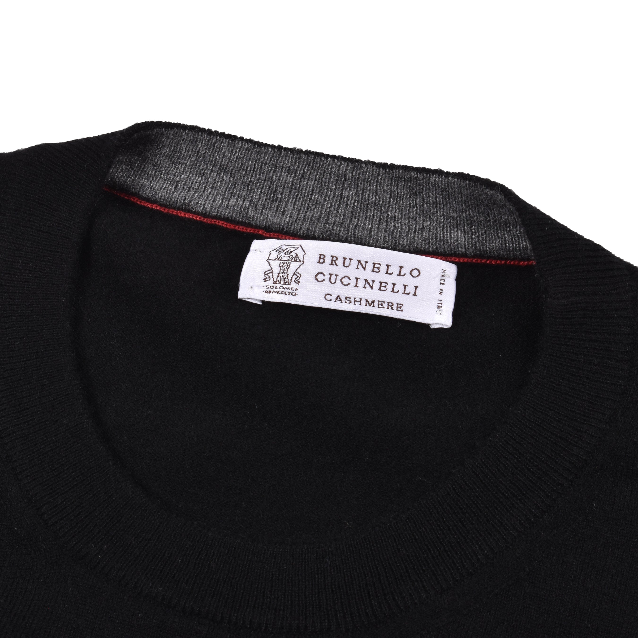 BRUNELLO CUCINELLI MEN'S BLACK CASHMERE CREW NECK SWEATER