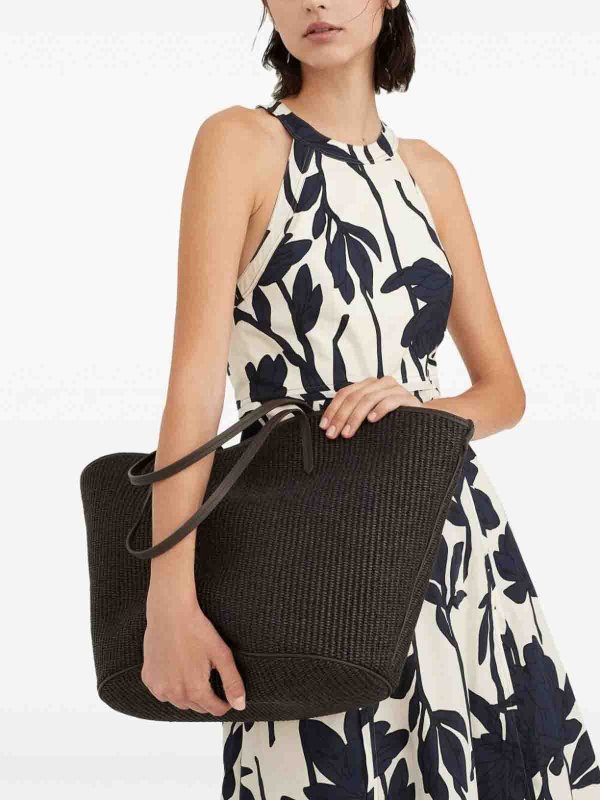 BRUNELLO CUCINELLI WOMEN'S DARK BROWN WOVEN TOTE BAG