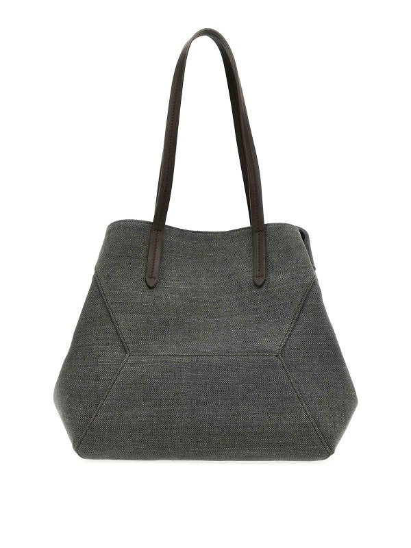 BRUNELLO CUCINELLI WOMEN'S GREY LINEN CANVAS BAG