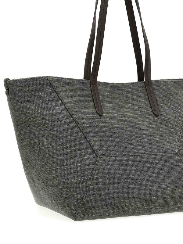 BRUNELLO CUCINELLI WOMEN'S GREY LINEN CANVAS BAG