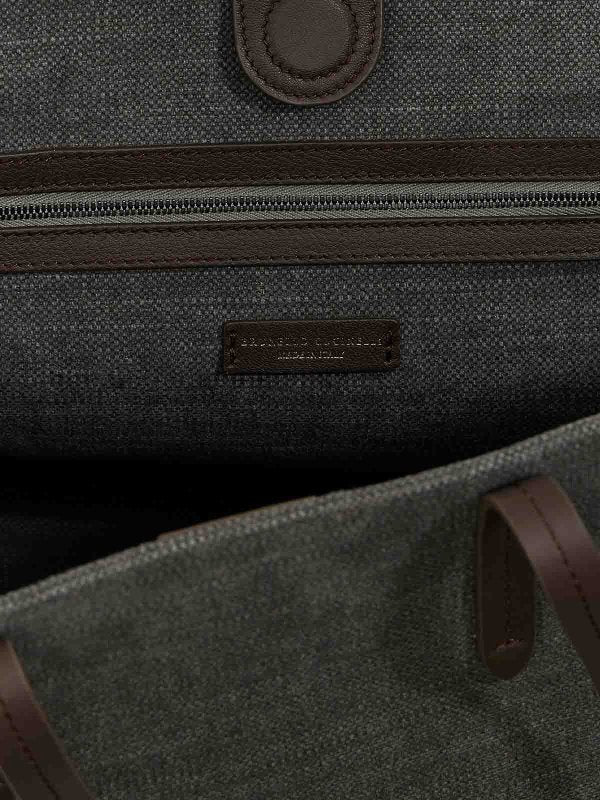 BRUNELLO CUCINELLI WOMEN'S GREY LINEN CANVAS BAG