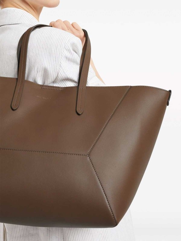BRUNELLO CUCINELLI WOMEN'S TAWNY LEATHER STRUCTURED TOTE BAG