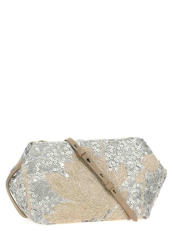 BRUNELLO CUCINELLI WOMEN'S NATURALE LINEN EMBELLISHED CLUTCH BAG