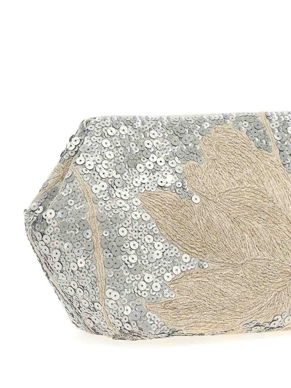 BRUNELLO CUCINELLI WOMEN'S NATURALE LINEN EMBELLISHED CLUTCH BAG